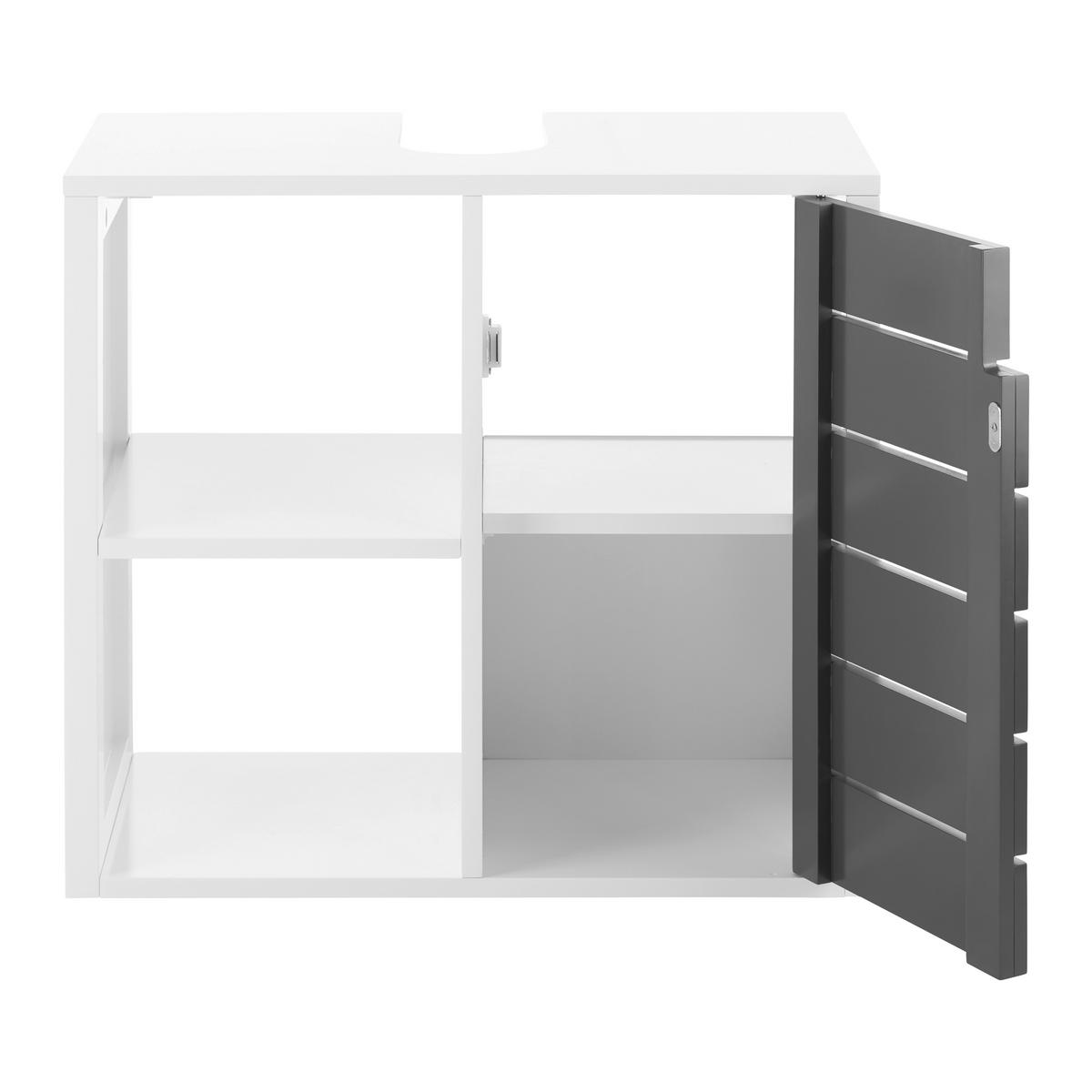 Waschbeckenunterschrank Tia Grau/Weiß ca. 60x54x30 cm - Weiß/Grau, MODERN (60/54/30cm) - Bessagi Home
