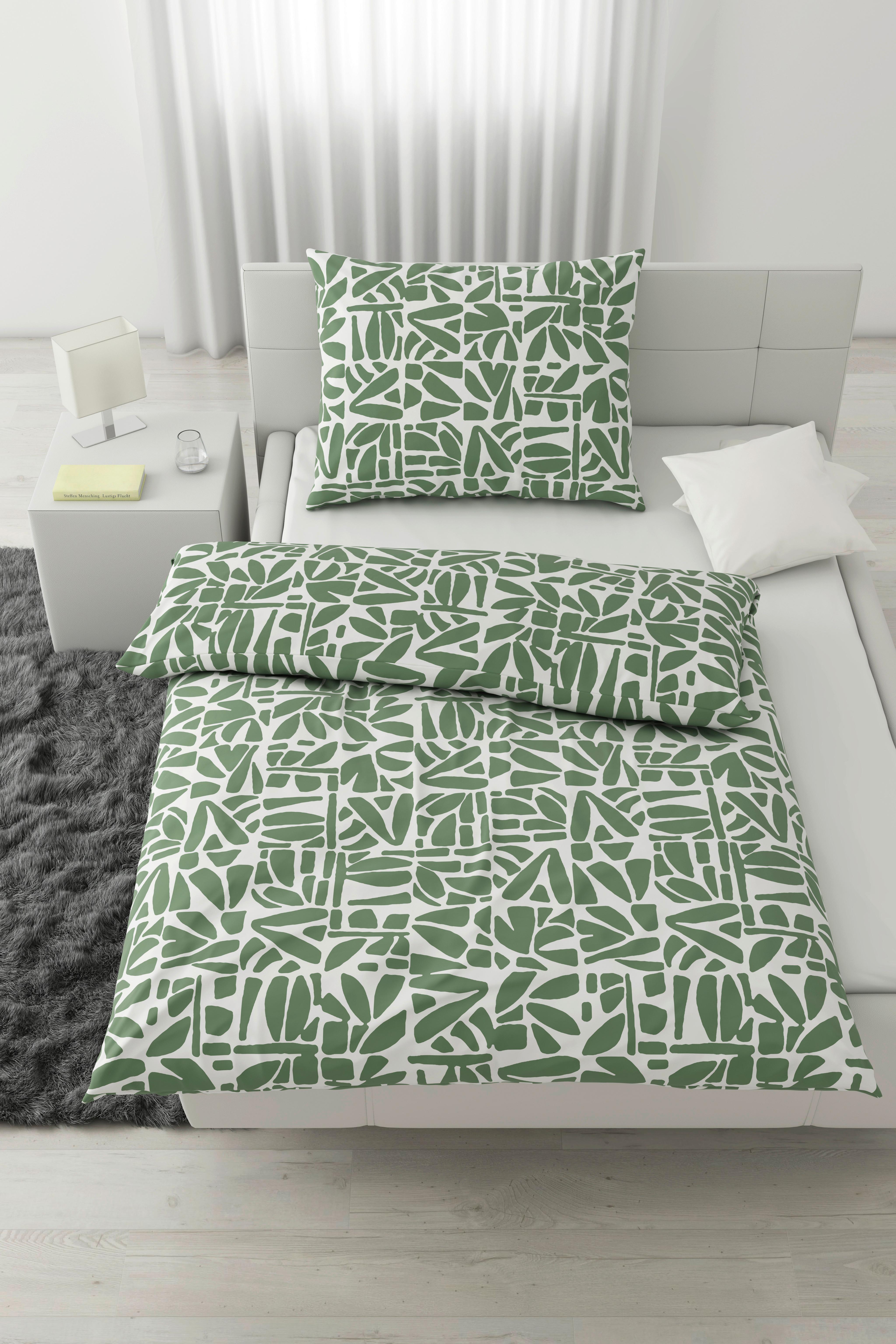 Bettwäsche Britta Grün/Weiß ca. 140x200cm - Weiß/Grün, MODERN, Textil (140/200cm) - Mömax