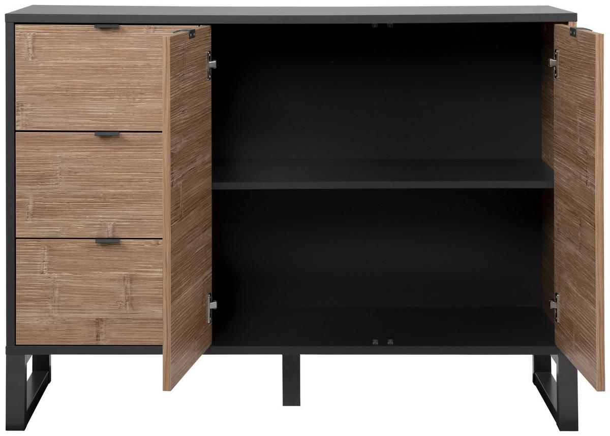 KOMODA SUMATRA - antracytowy/kolor naturalny, Konventionell, materiał drewnopochodny/tworzywo sztuczne (120/88/40cm) - Carryhome