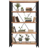 Regal in Naturfarben Massiv - Schwarz/Naturfarben, Lifestyle, Holz (120/190/35cm) - Zandiara