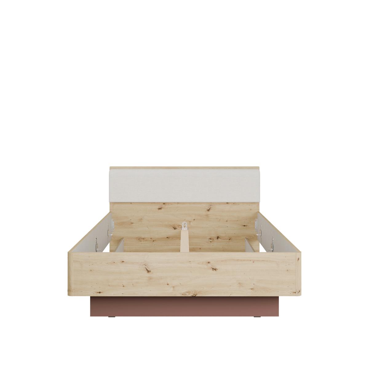 Postelja Raven, Barva Hrasta, Terakota, 140x200 - temno siva/bež, Design, leseni material/tekstil (140/200cm) - Carryhome