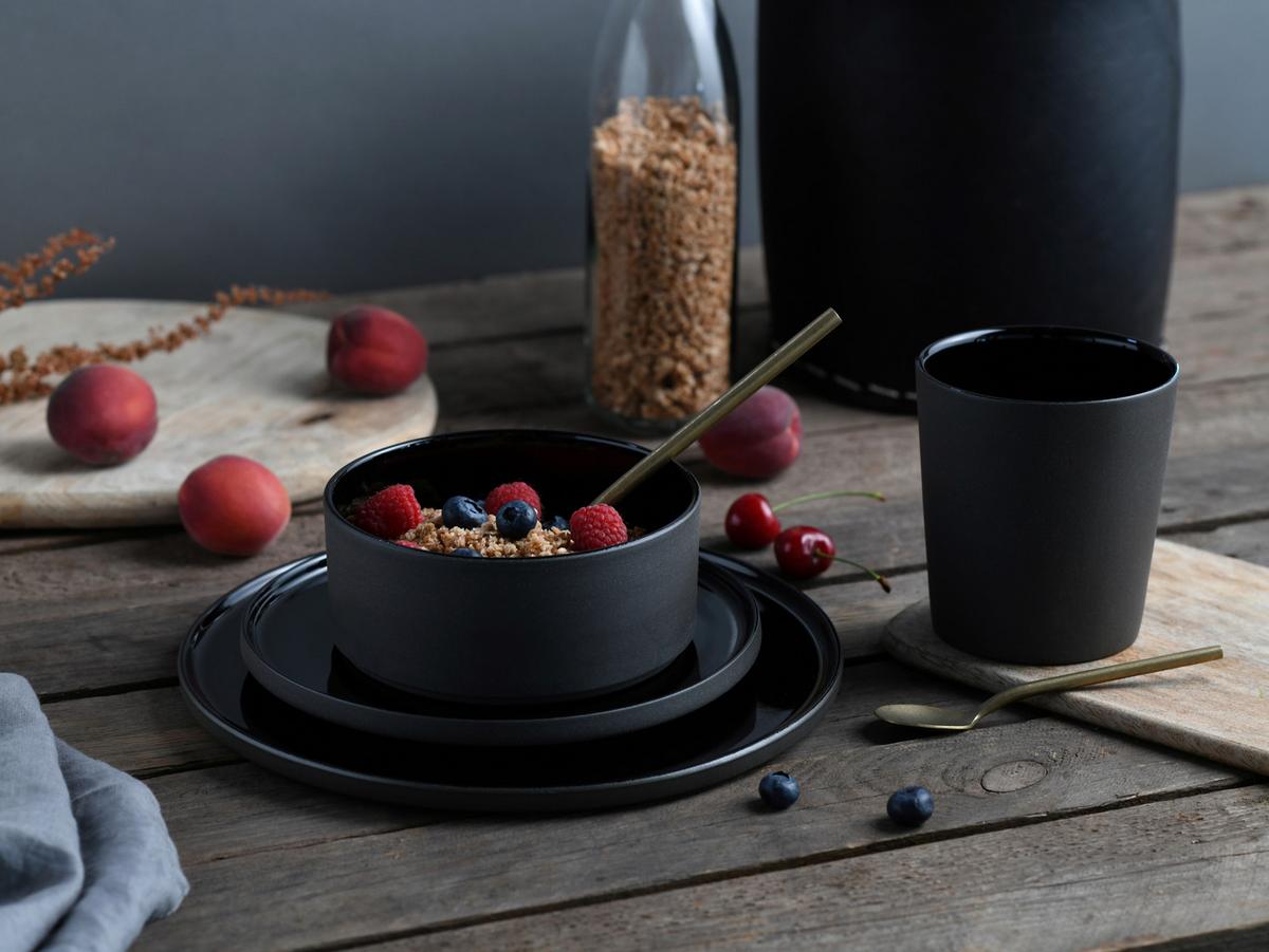 Set Skodelic Futuro Black, 4-Delni - črna, Basics, keramika (500ml) - Creatable