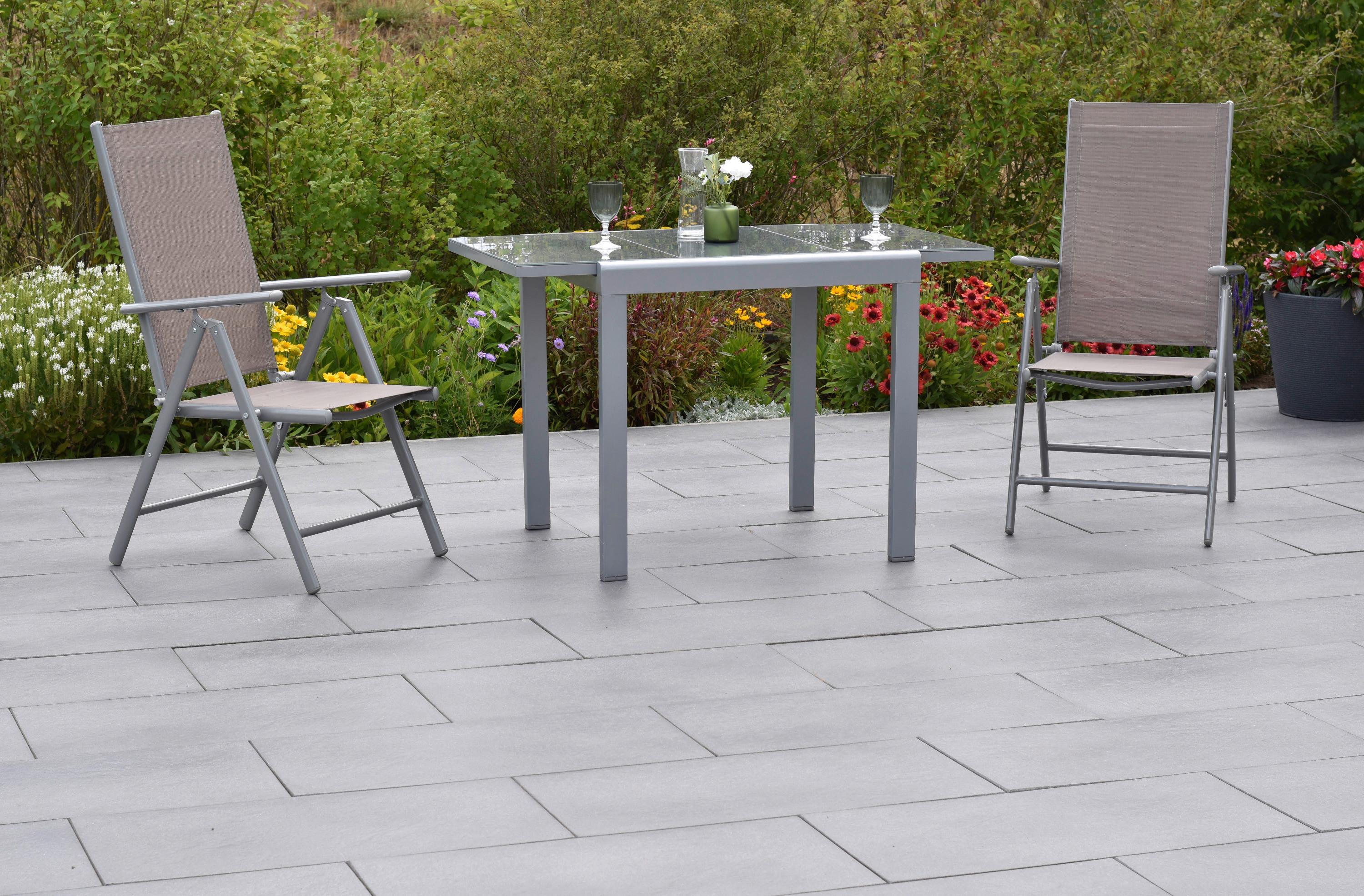 GARTENSET AMALFI - Taupe/Silberfarben, MODERN, Kunststoff/Metall - Gardenson