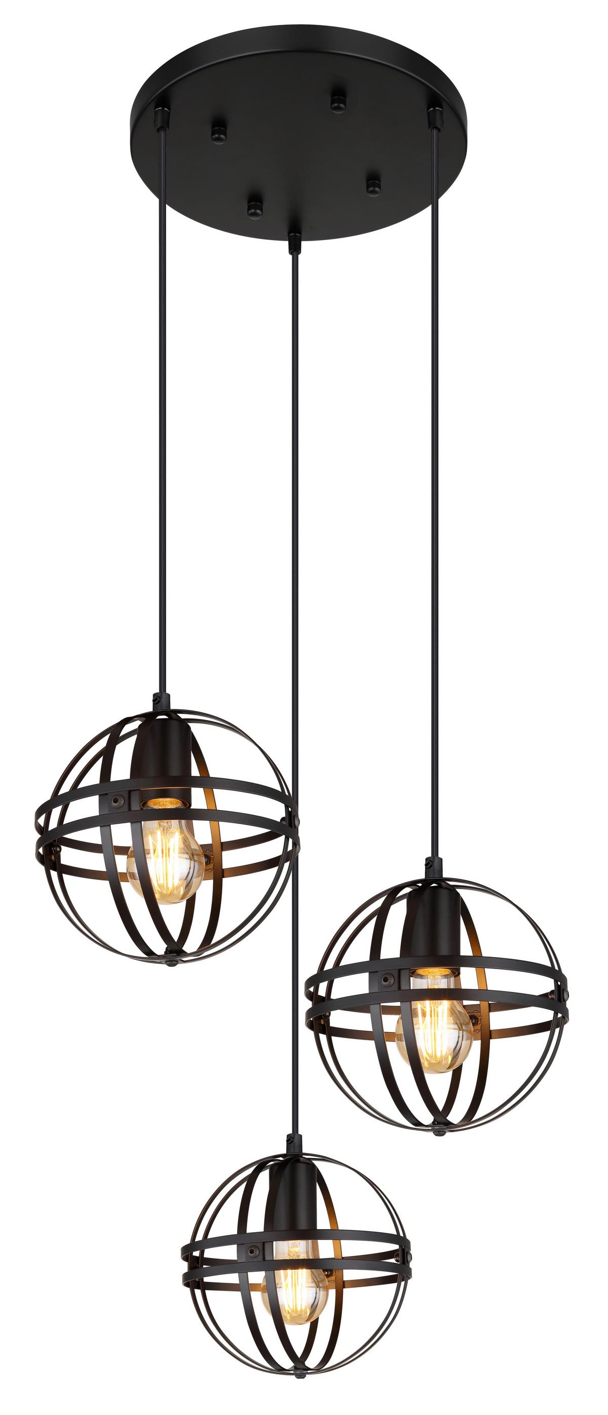 Viseča Svetilka 15639-3h - črna, Design, kovina/umetna masa (47/120cm) - Globo
