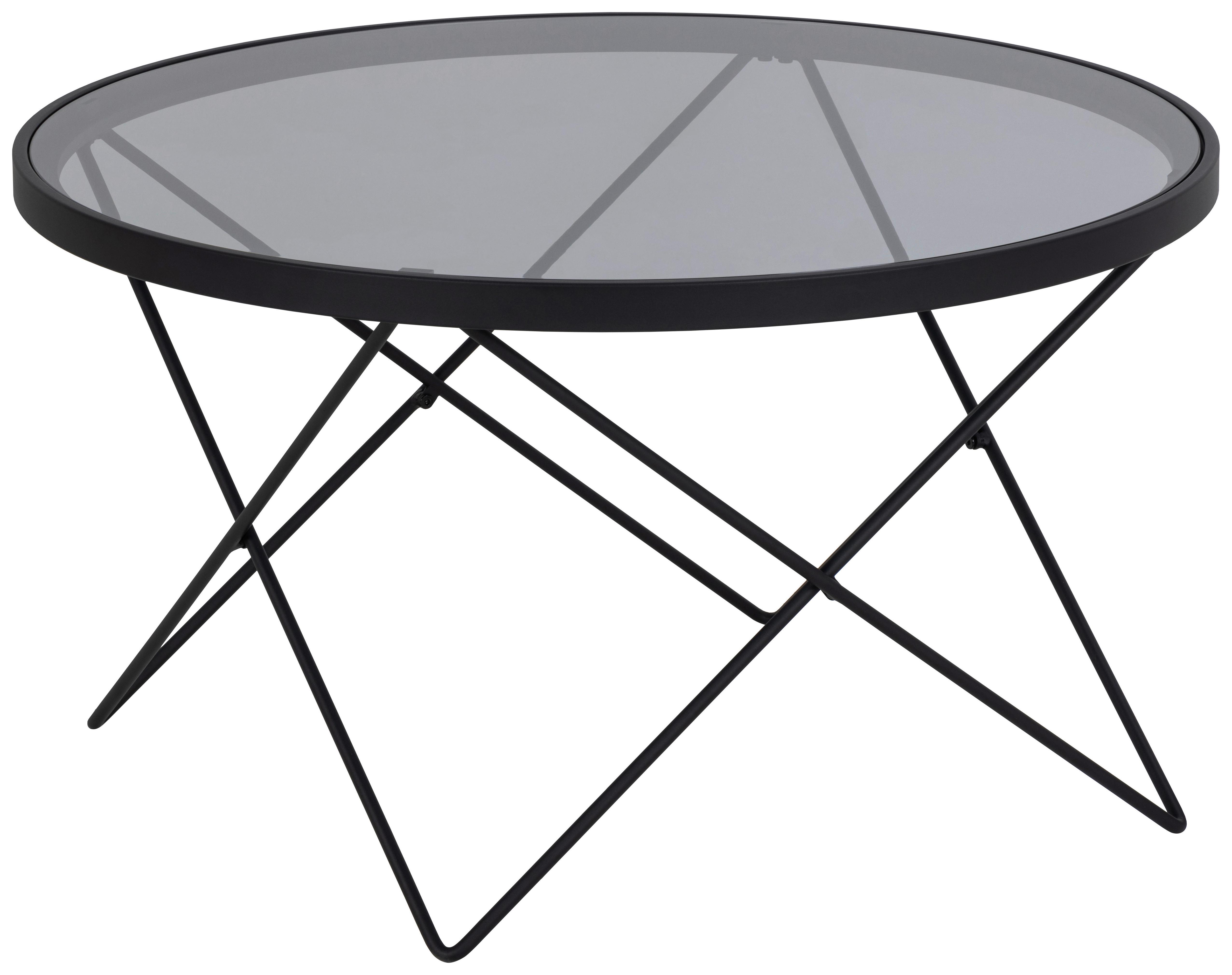 Măsuță de cafea CUXTON - negru/gri, Design, sticlă/metal (80/45/80cm) - Modern Living