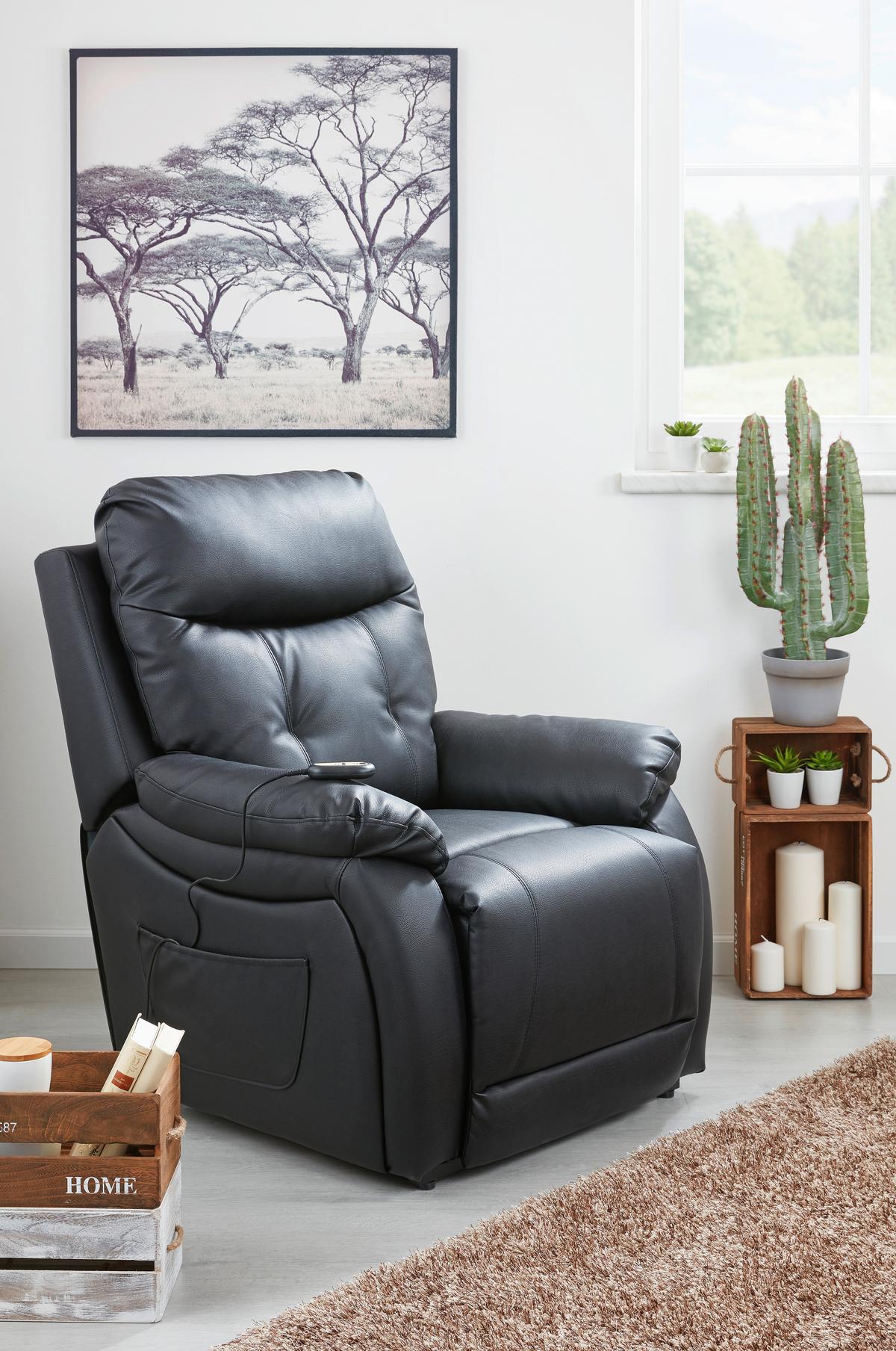 Tv Fotelj Mario, Relax Funkcija, Črna - črna, Konvencionalno, kovina/umetna masa (89/107-79/94-165cm) - James Wood