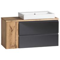 Waschtischkombi Varese ca. 105 x65,5x47 cm Grau/Weiß/Eiche - Eiche Wotan/Weiß, MODERN, Keramik/Holzwerkstoff (105cm) - Held