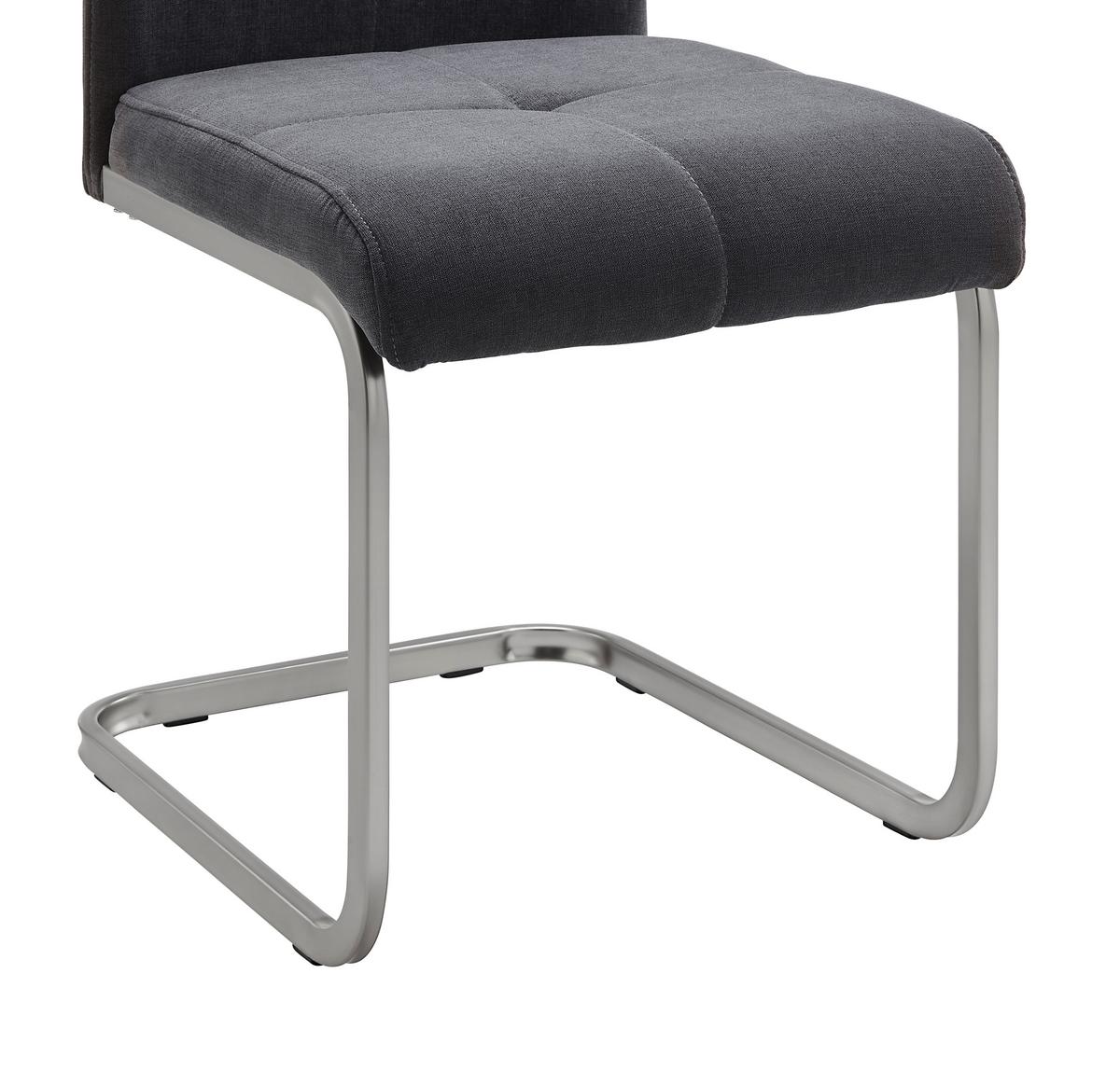 Schwingstuhl Lucie Grau Webstoff Gepolstert - Chromfarben/Grau, MODERN, Holz/Textil (42,5/98/45cm) - Bessagi Home