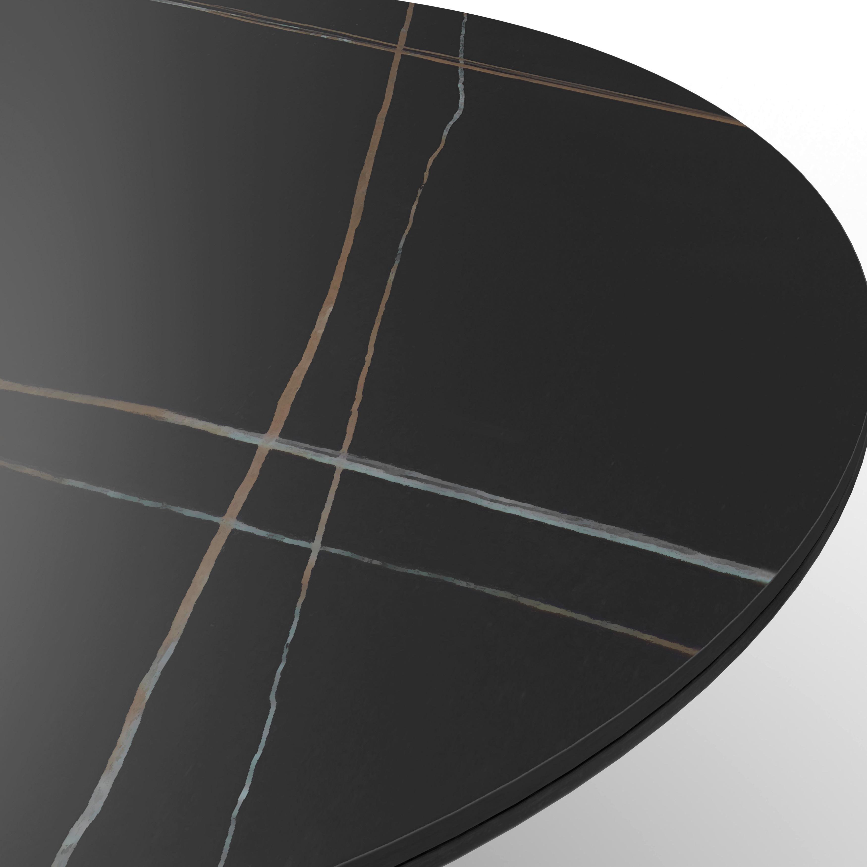 Esstisch Kiano Holz/Keramik Schwarz Ø ca. 130 cm - Schwarz, MODERN, Holz/Keramik (130/75cm) - Bessagi Home