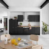 Küchenblock Touch Low m. Geräten Schwarz - Edelstahlfarben/Eichefarben, MODERN, Holzwerkstoff/Metall (330cm) - Nobilia