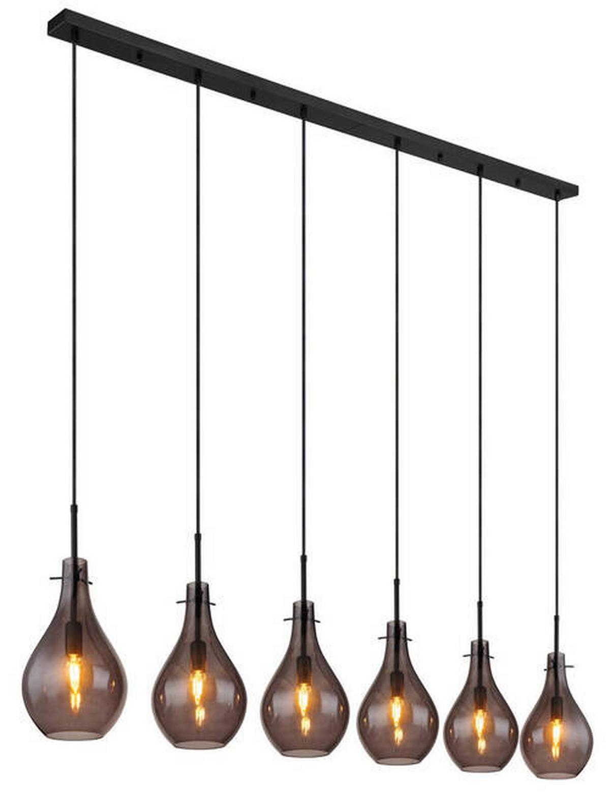 Hängeleuchte Oskus Schwarz max. 40 Watt - Schwarz, Design, Glas/Metall (140/18/120cm) - Globo