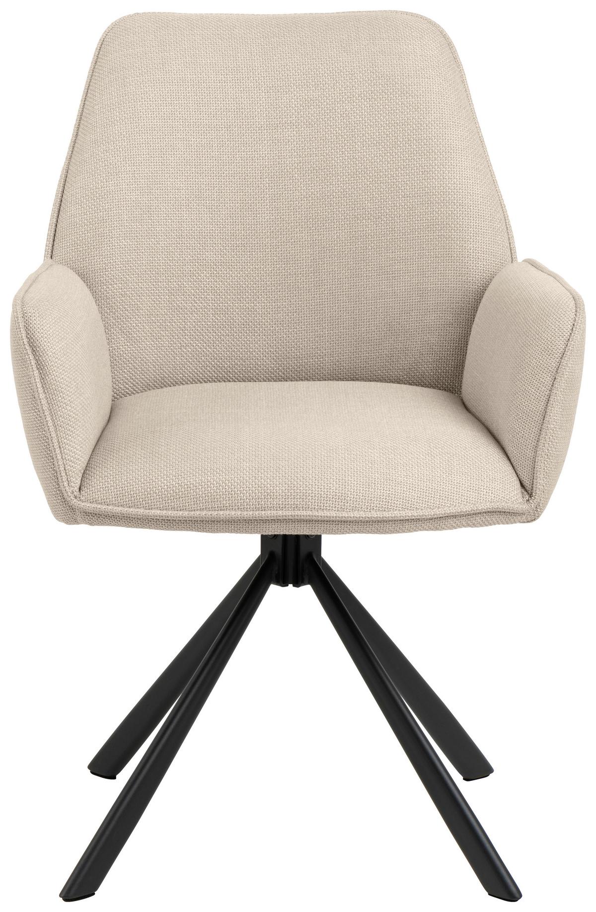 KRZESŁO Z PODŁOKIETNIKAMI GLENDA - beżowy/czarny, Trend, metal/tkanina (61/88,5/63cm) - MID.YOU