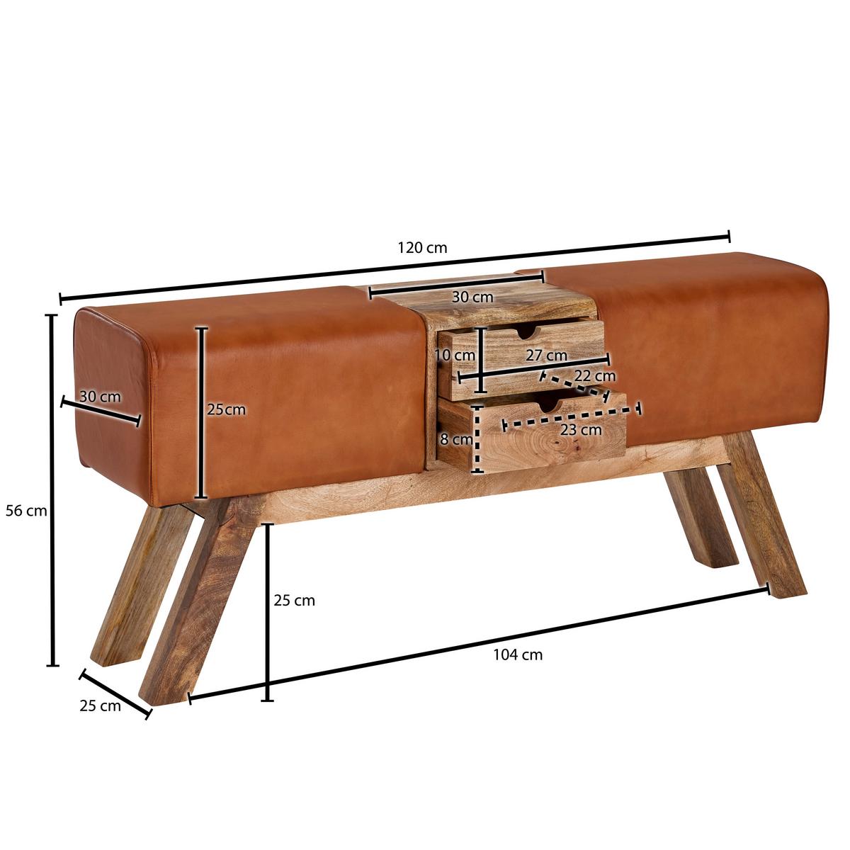 Garderobna Klop Wl6.481 - rjava, Moderno, les/usnje (120/56/30cm) - MID.YOU