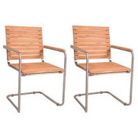 Gartenschwingstuhl-Set Teak 2er-Set - Silberfarben/Teakfarben, Basics, Holz/Metall (58/86/55cm) - Gardenson