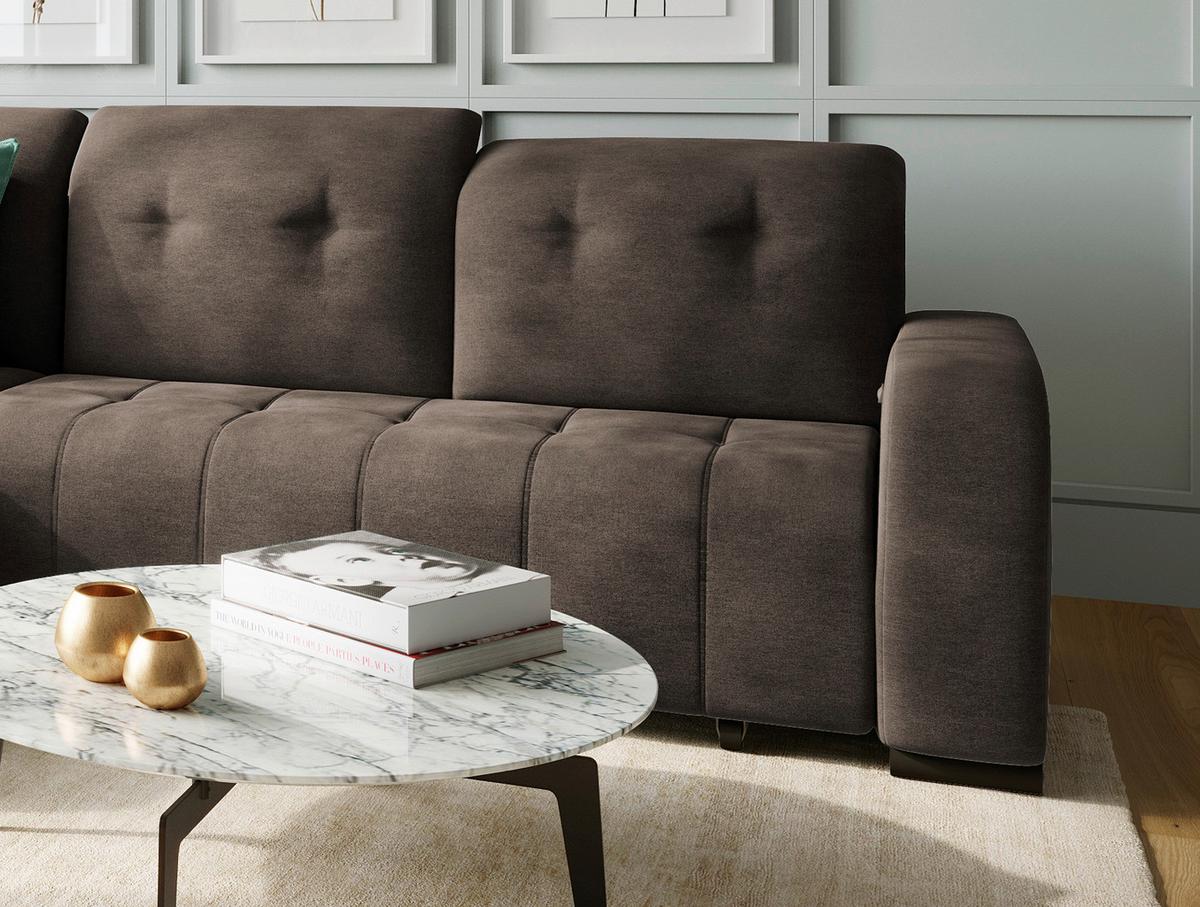 Wohnlandschaft Vicari Dunkelbraun Mikrofaser - Dunkelbraun/Schwarz, MODERN, Textil/Metall (292/185cm) - Livetastic