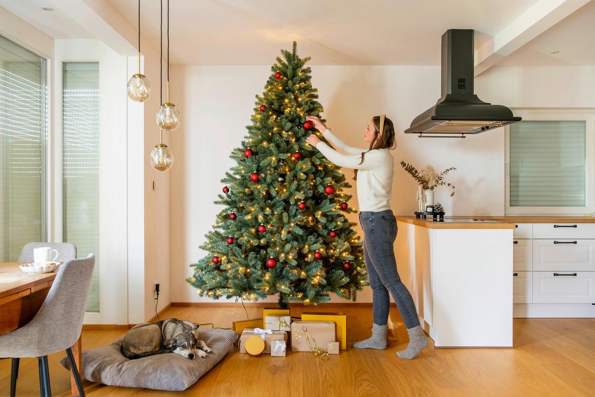 Weihnachtsbaum Evergreen Vermont Grün H: ca. 240cm - Waldgrün, Basics, Kunststoff (160/240cm)