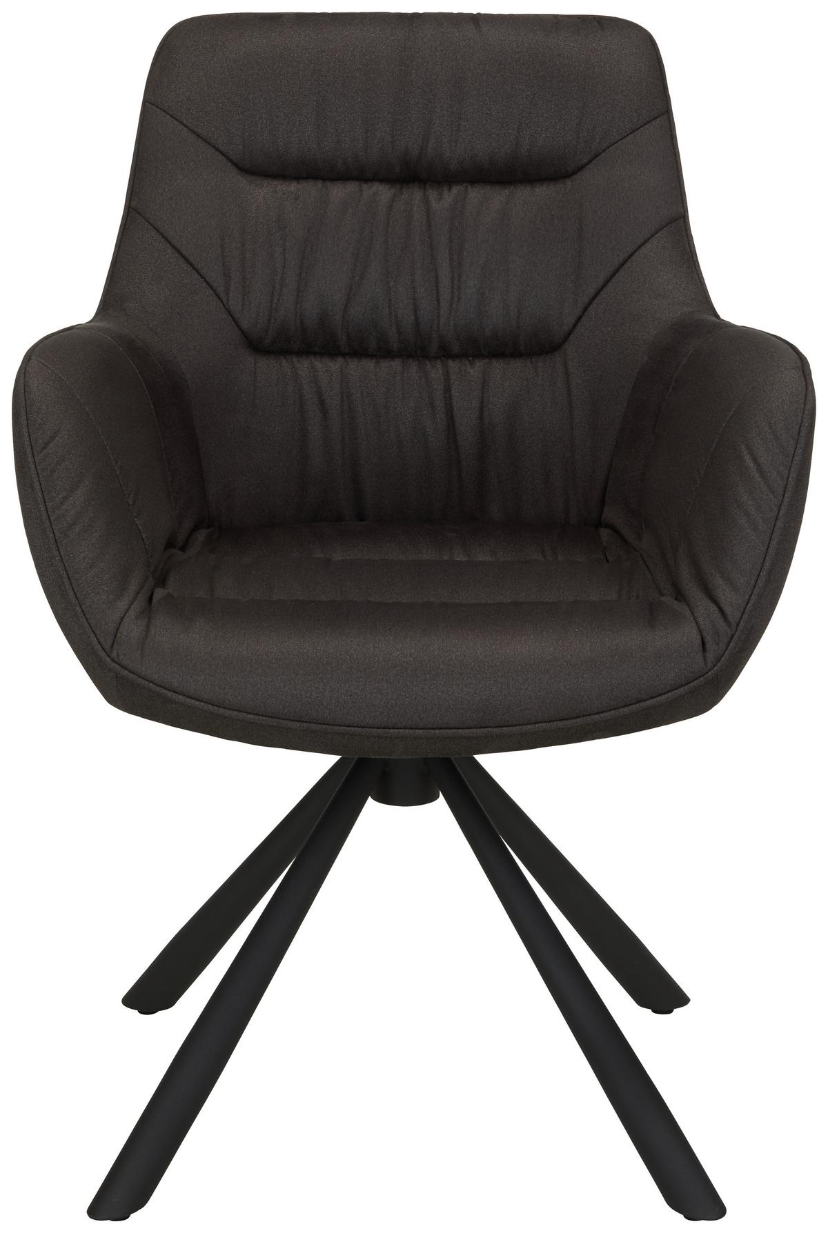 Chaise avec accoudoirs in Grau - Schwarz/Grau, Modern, Textil/Metall (62/83,5/63cm) - Mömax