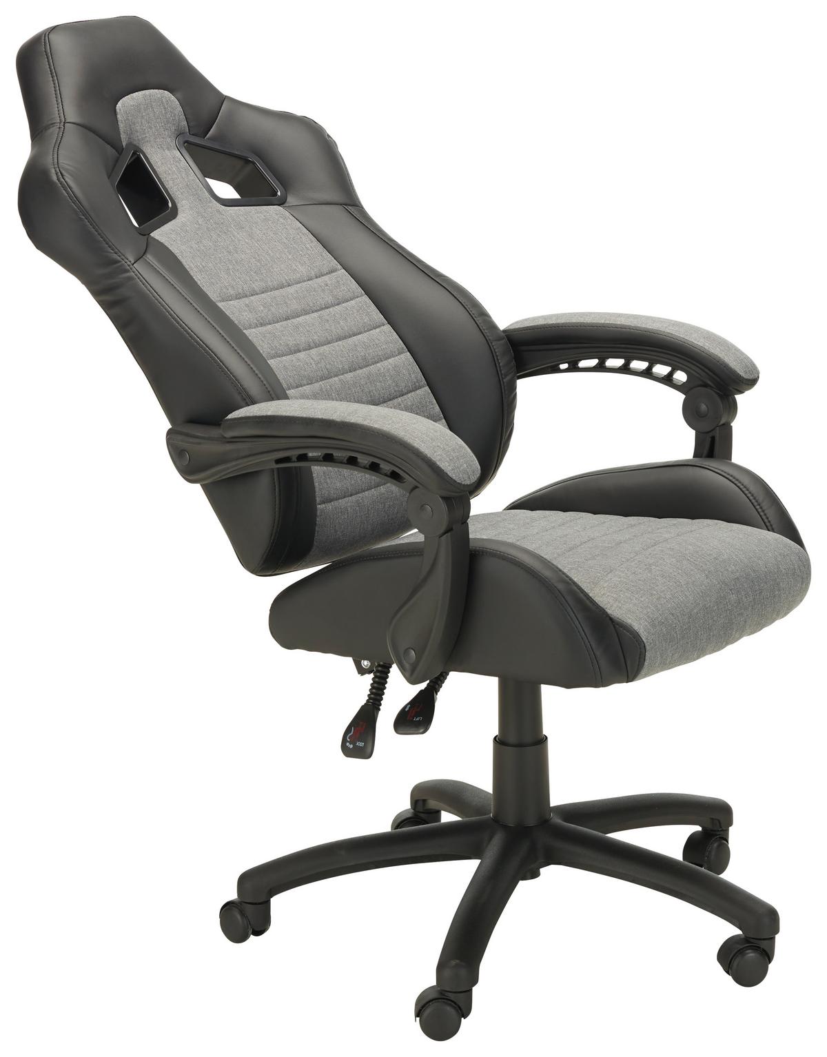 chaise gaming in Grau/Schwarz - Schwarz/Grau, Modern, Holz/Kunststoff (65/124,5/50cm) - Mömax