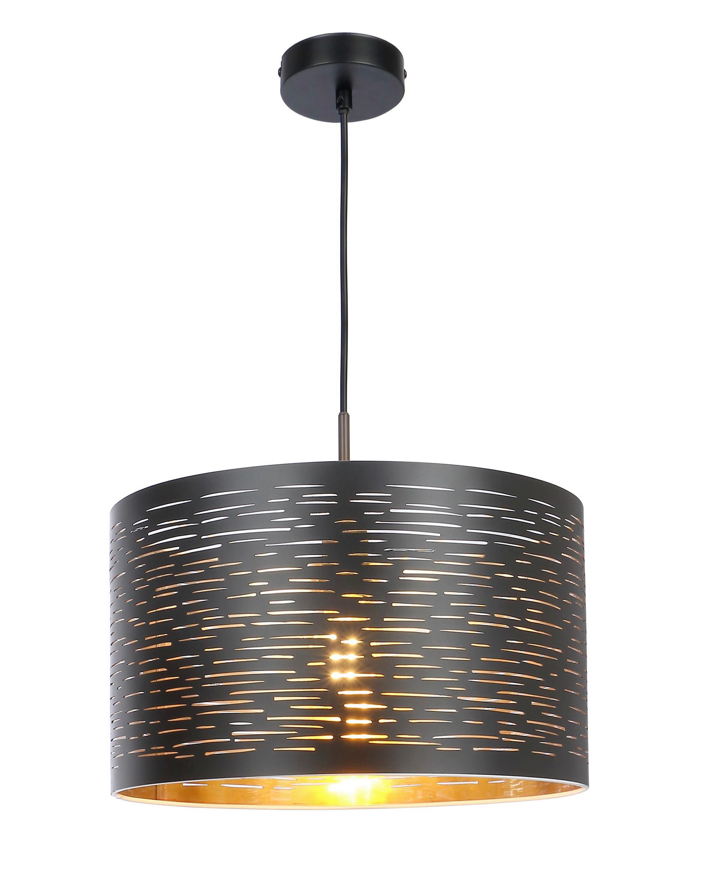 Hängeleuchte Tunno in Schwarz max. 40 Watt - Goldfarben/Schwarz, Design, Kunststoff/Metall (38/120cm) - Globo