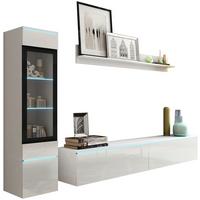 Dnevni Regal Vera, Bela, Visoki Sijaj, 3-Delno, Led - siva/bela, Trendi, umetna masa/steklo (210/130/33cm) - P & B