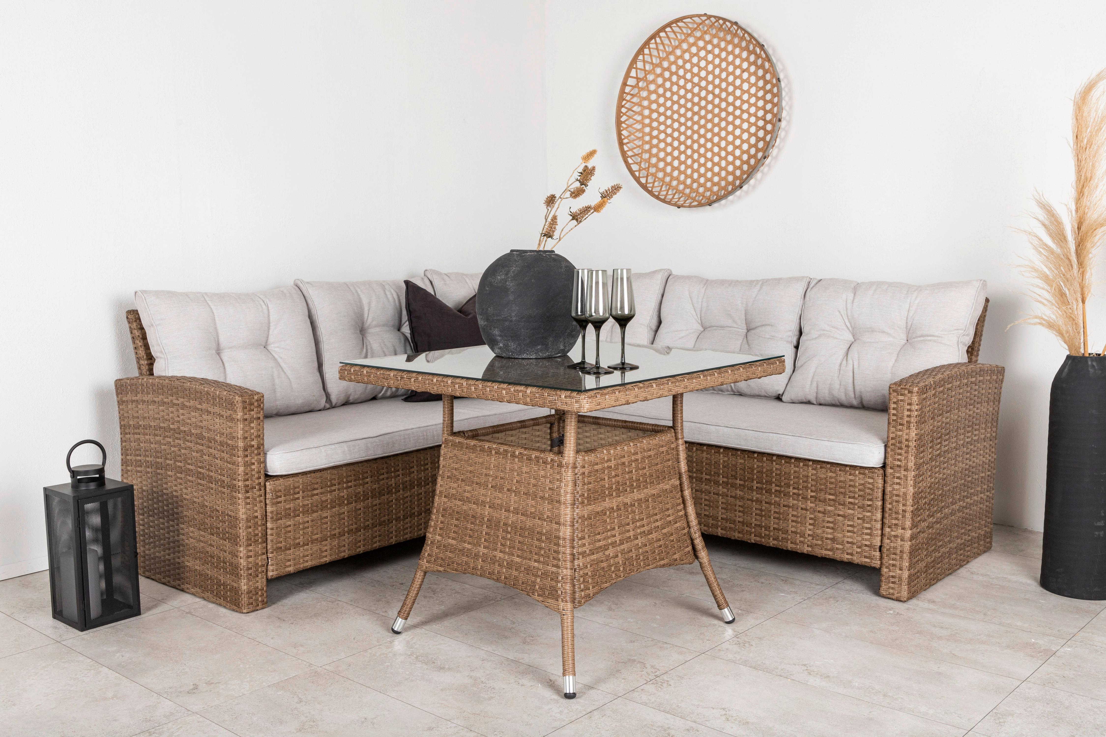 Loungegarnitur Watford Brau/Hellgrau - Braun, KONVENTIONELL, Holz - Gardenson