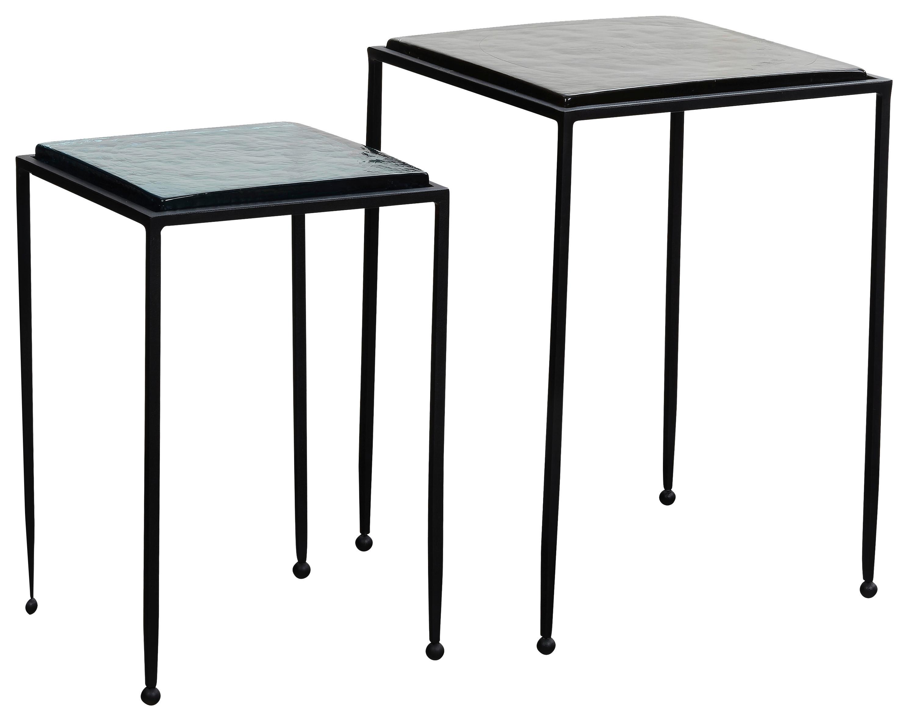 SATZTISCH WL7.130 - Blau/Schwarz, Design, Glas/Metall - MID.YOU