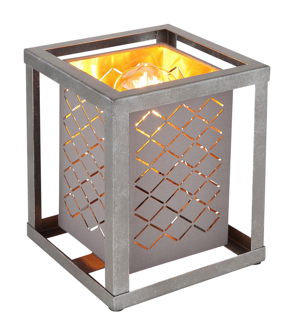 Tischleuchte Thomas in Grau max. 25 Watt - Silberfarben/Goldfarben, Design, Textil/Metall (17/17/22cm) - Globo
