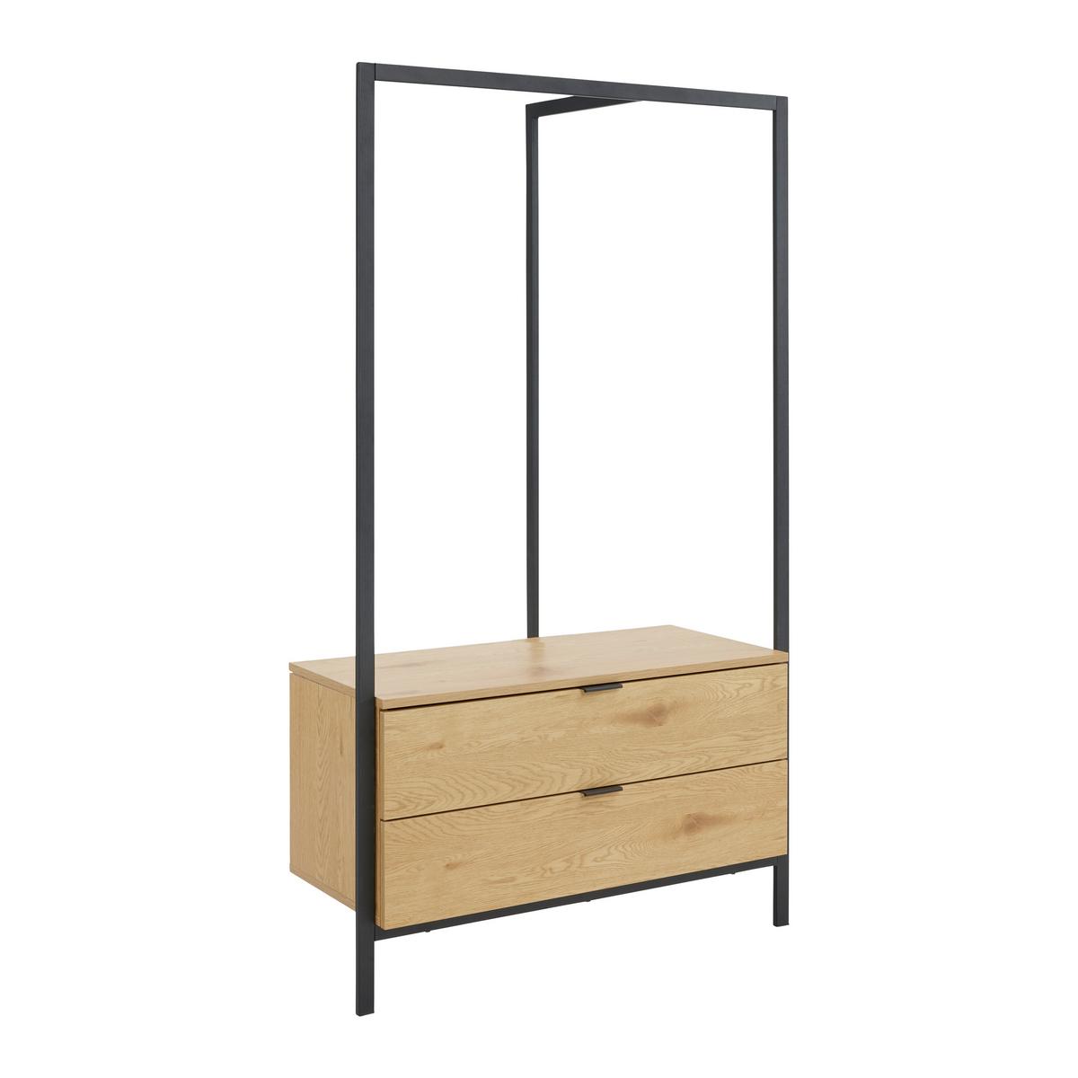 Garderobe Connor Eichefarben/Schwarz MDF - Eichefarben, MODERN, Holz/Metall (90/160/43cm) - Bessagi Home