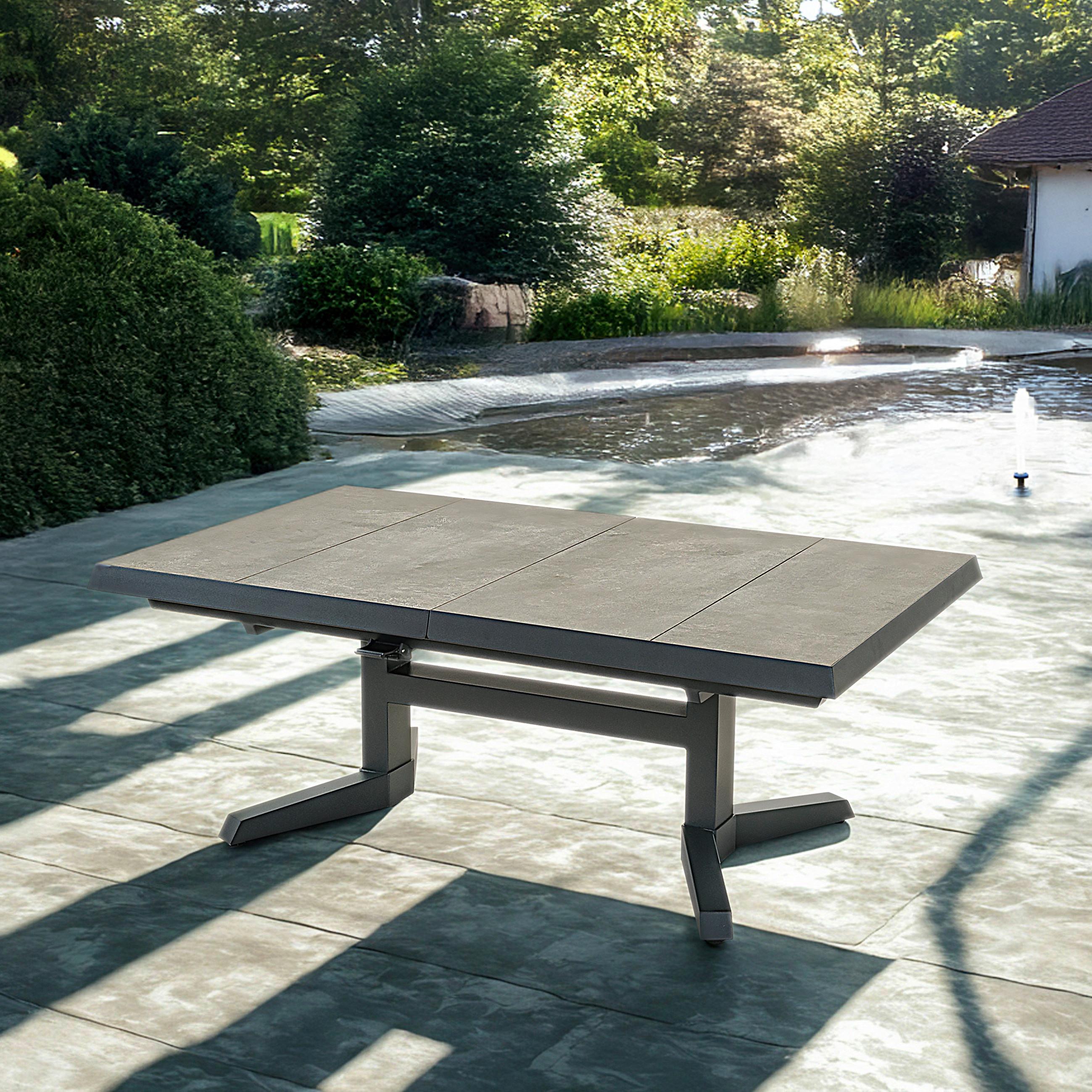 STÓŁ OGRODOWY MURCIA NEGRO EXCLUSIVE - antracytowy/kolor łupkowy, Modern, metal/ceramika (143-183/93/54-74cm) - Ambia Garden