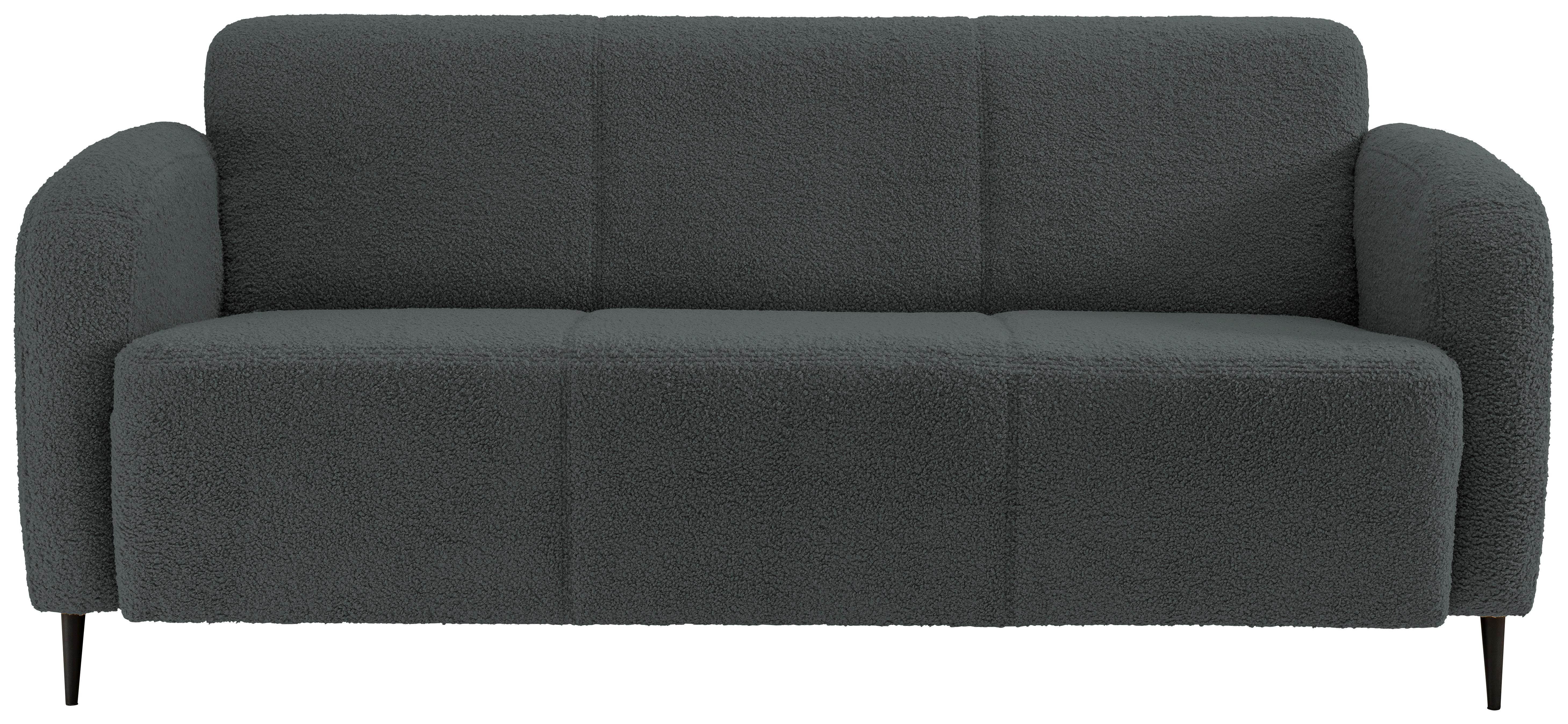 3-Sitzer-Sofa Marone Anthrazit Teddystoff - Anthrazit/Schwarz, MODERN, Textil/Metall (180/76/90cm) - Livetastic