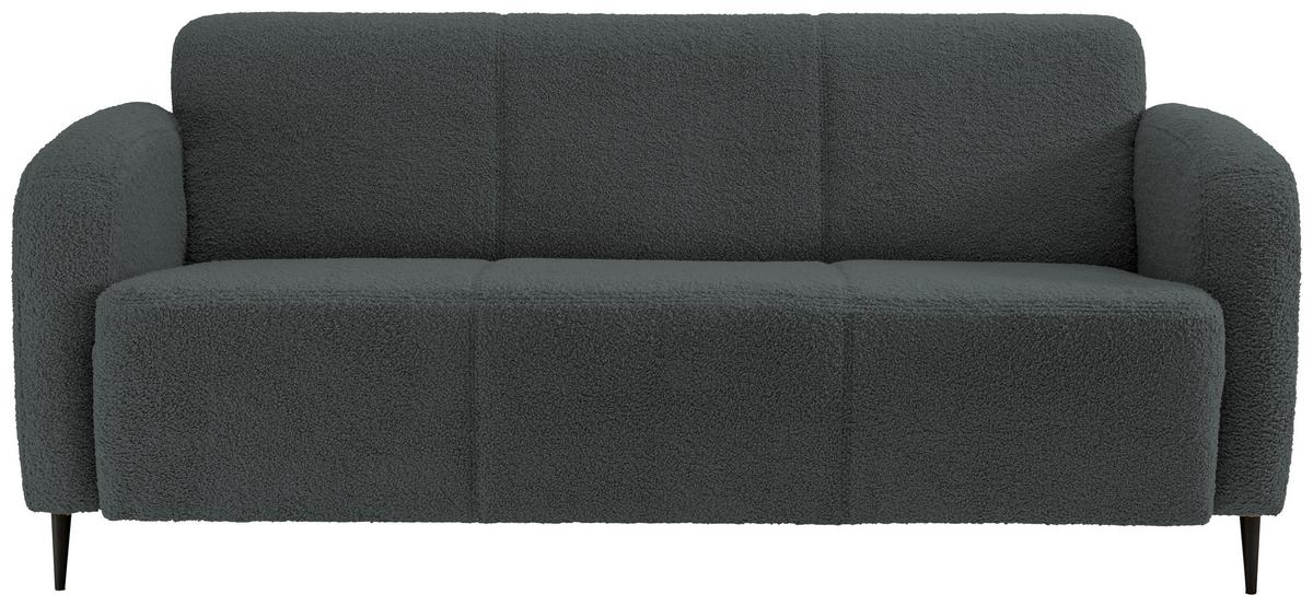 3-Sitzer-Sofa Marone Anthrazit Teddystoff - Anthrazit/Schwarz, MODERN, Textil/Metall (180/76/90cm) - Livetastic