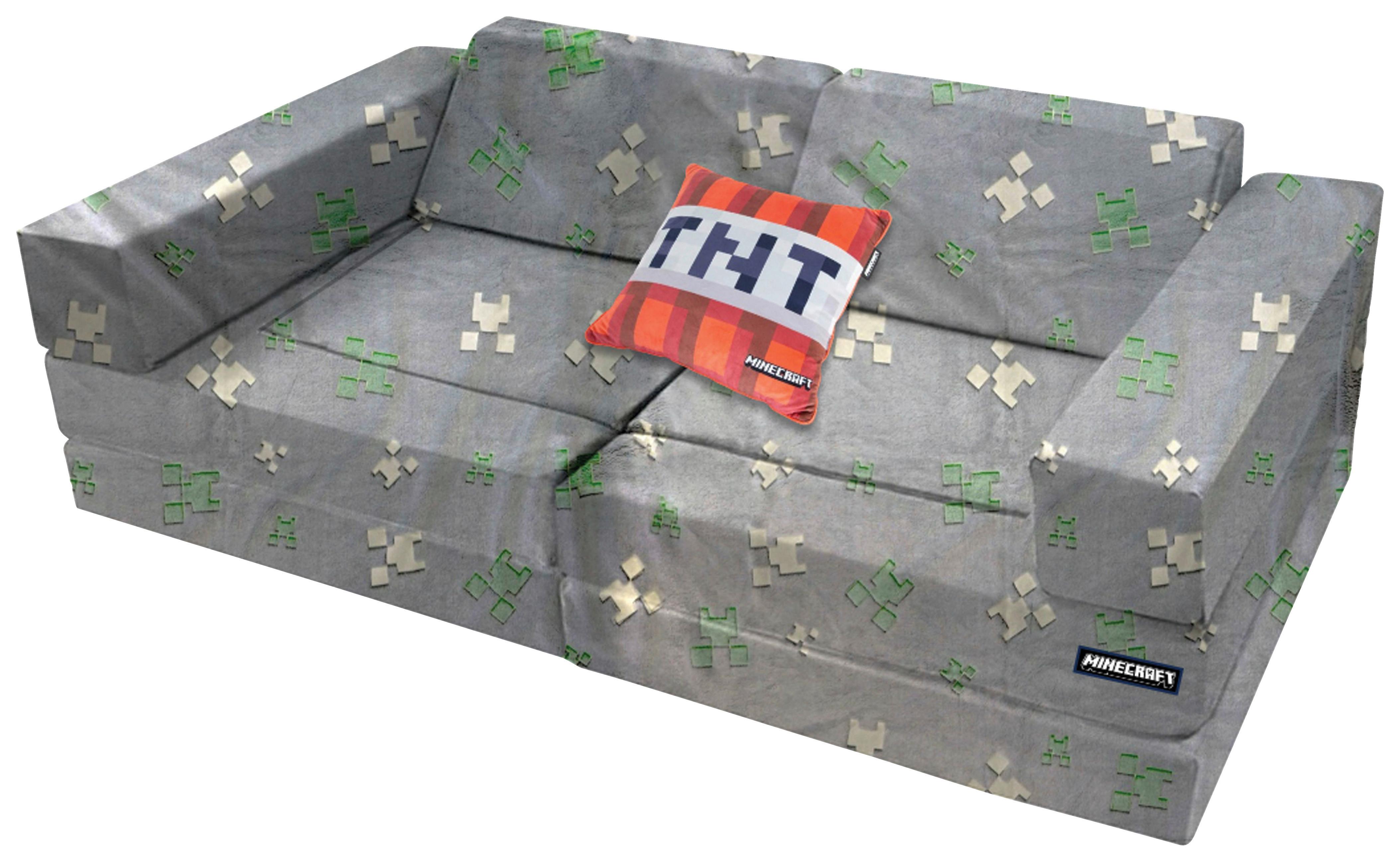 SOFA DZIECIĘCA/MŁODZIEŻOWA MINECRAFT - czerwony/szary, Trend, tkanina (120/60/60cm) - Minecraft