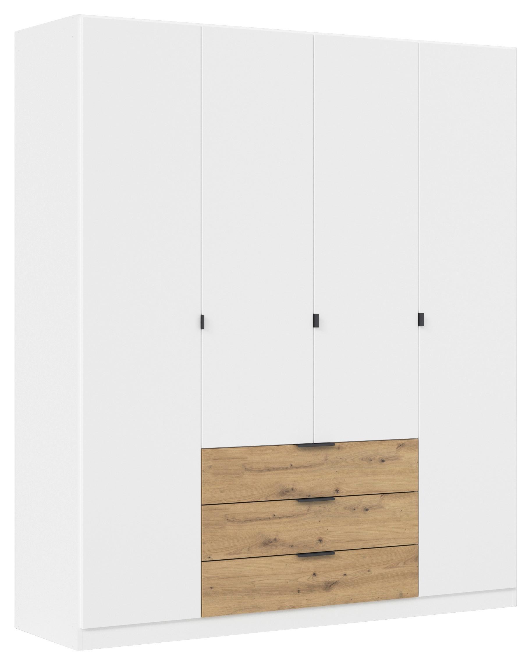 Omara Za Oblačila Davoa, Bela, Barva Hrasta - siva/bela, Basics, kovina/leseni material (181/210/54cm) - Boxxx