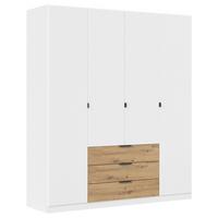 Omara Za Oblačila Davoa, Bela, Barva Hrasta - siva/bela, Basics, kovina/leseni material (181/210/54cm) - Boxxx
