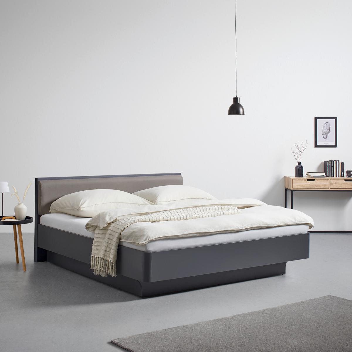Polsterbett ''Mariello'', 180x200 cm, anthrazit - Hellbraun/Anthrazit, Modern, Holz/Textil (180/200cm) - Bessagi Home