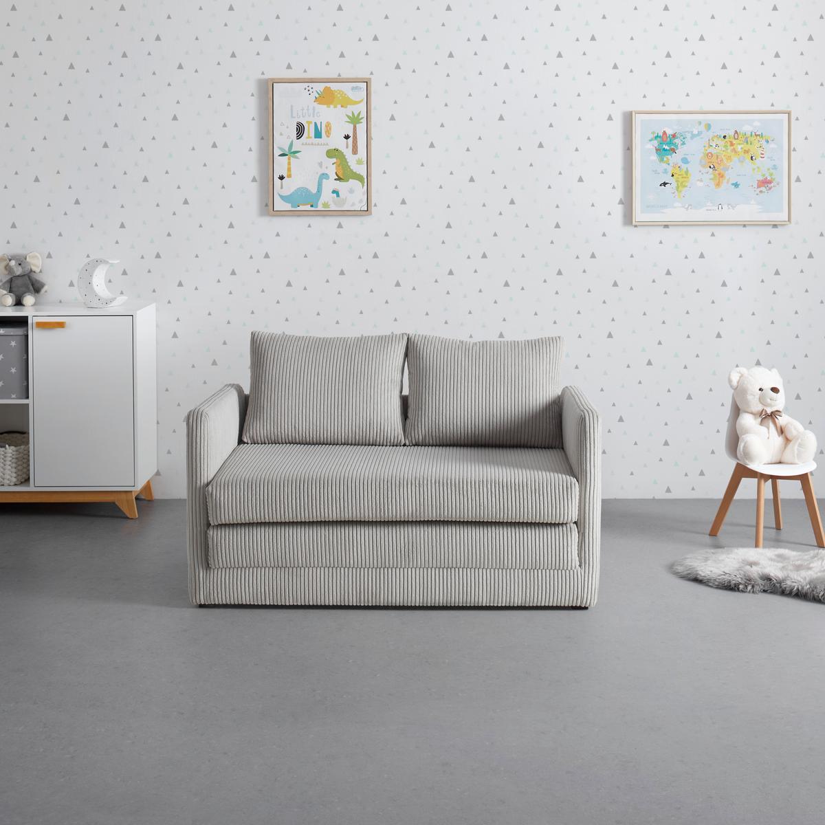 Jugend- und Kindersofa Cord Beige - Beige/Schwarz, Konventionell, Textil (111/70/69cm) - Mömax