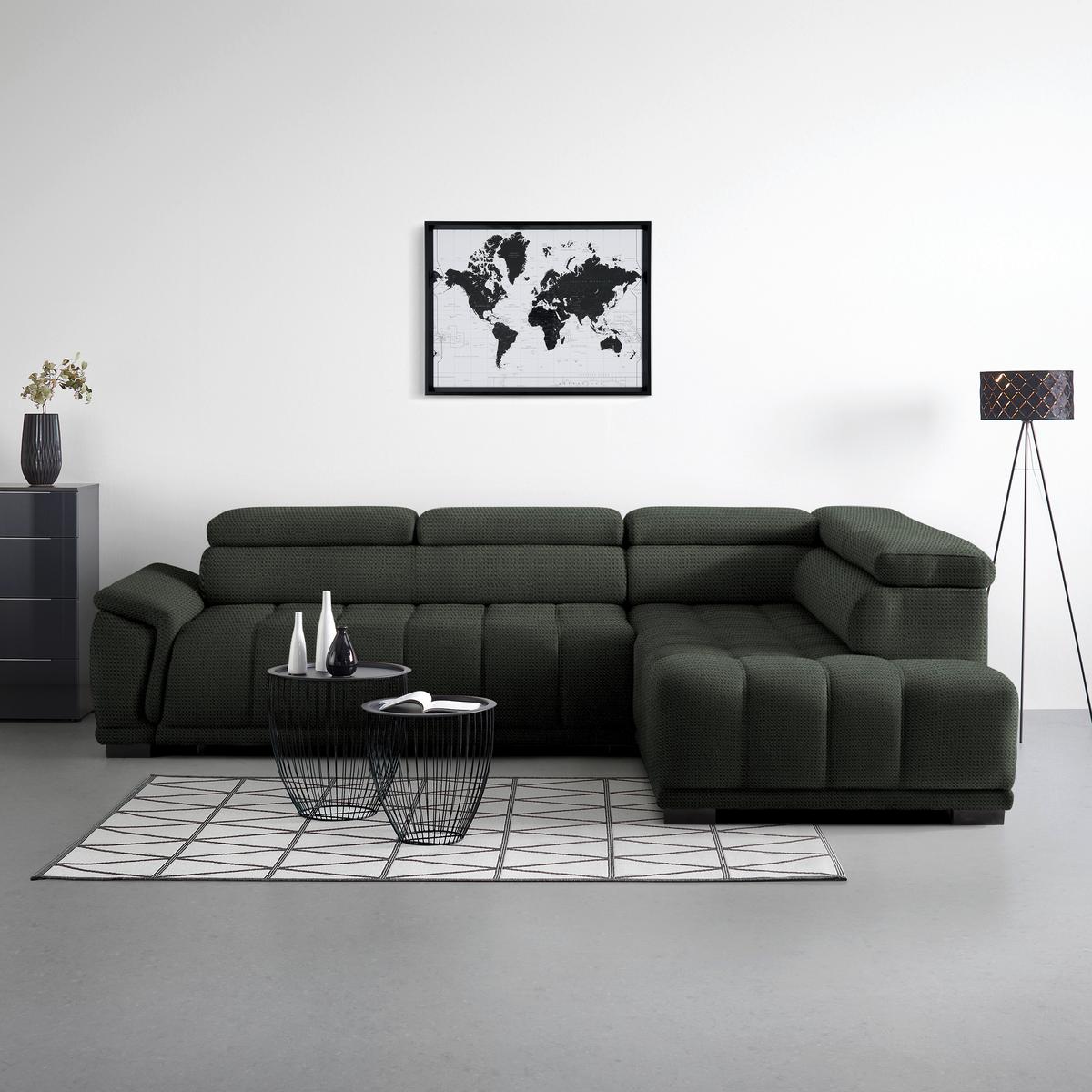 Kutna Garnitura Gremio - tamno zelena/crna, Moderno, tekstil/plastika (283/206cm) - Modern Living