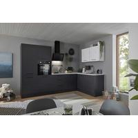 Eckküche New York mit Geräten ca.320x180cm Graphitfarben - Graphitfarben/Schwarz, Design, Holzwerkstoff/Metall (320/180cm) - P & B