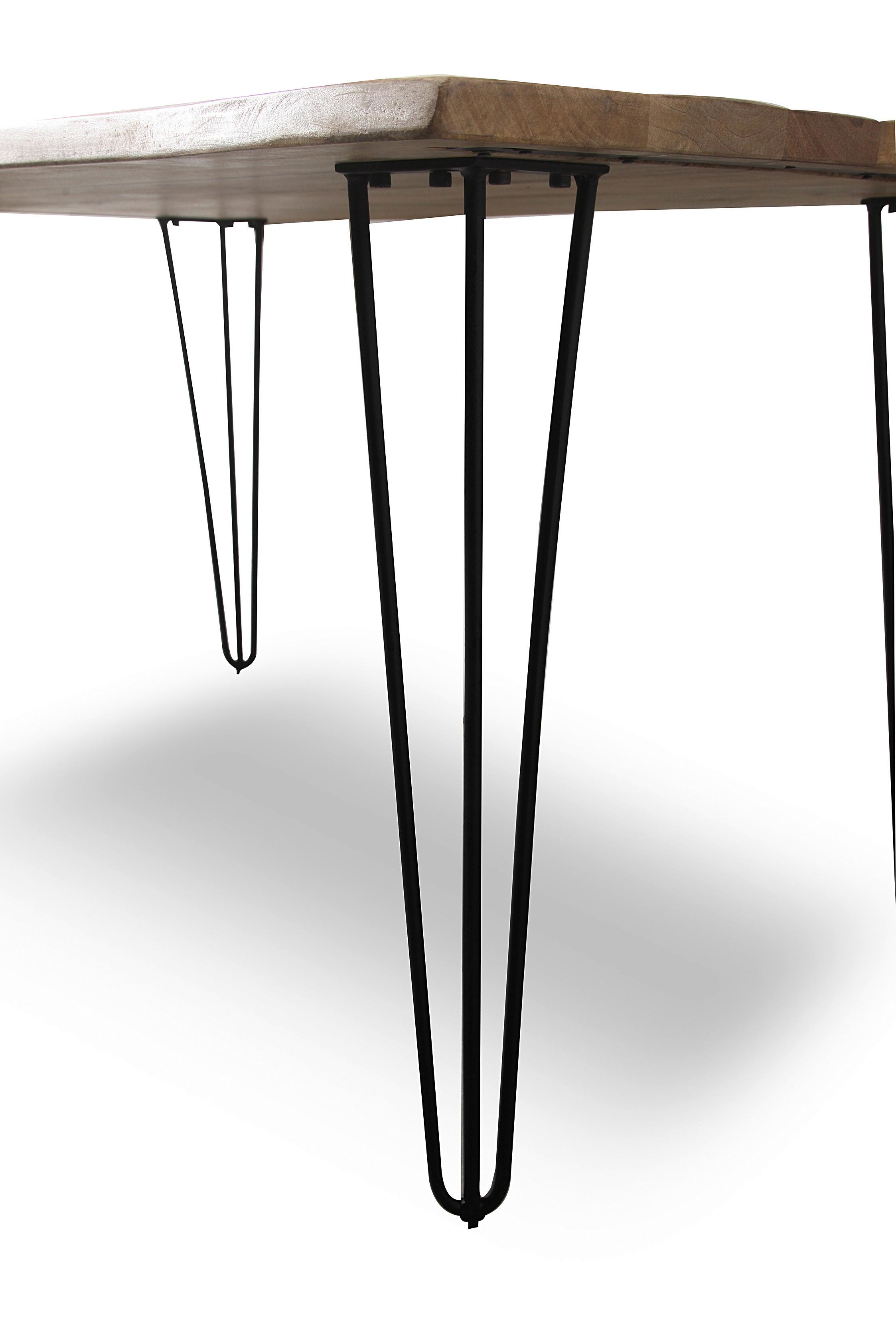 MATBORD MAGNUS - svart/naturfärgad, Natur, metall/trä (140/85/77cm) - Zandiara