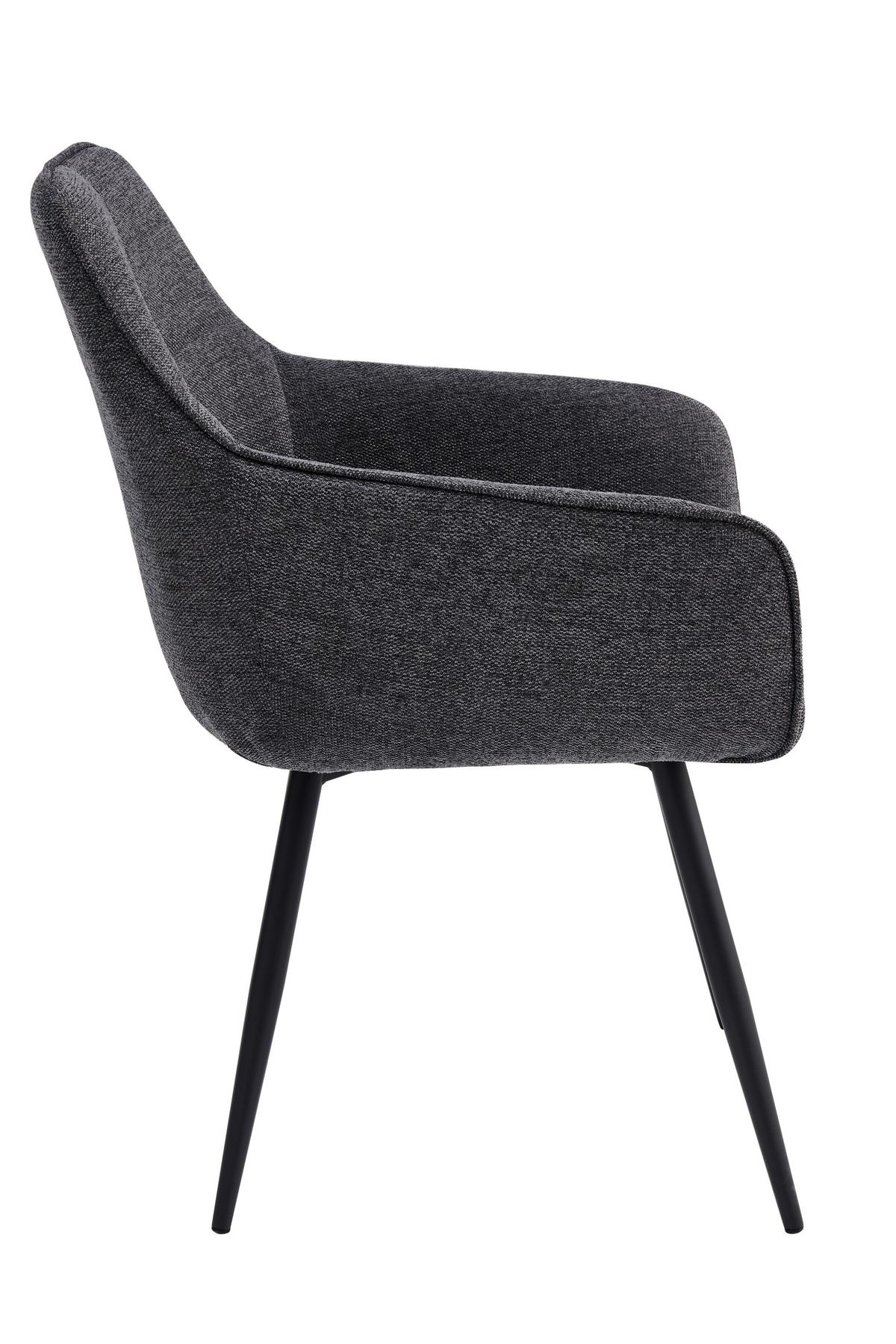 ARMLEHNSTUHL-SET VERONA I S 2ER-SET - Anthrazit/Schwarz, MODERN, Textil/Metall (53/85/62cm) - P & B