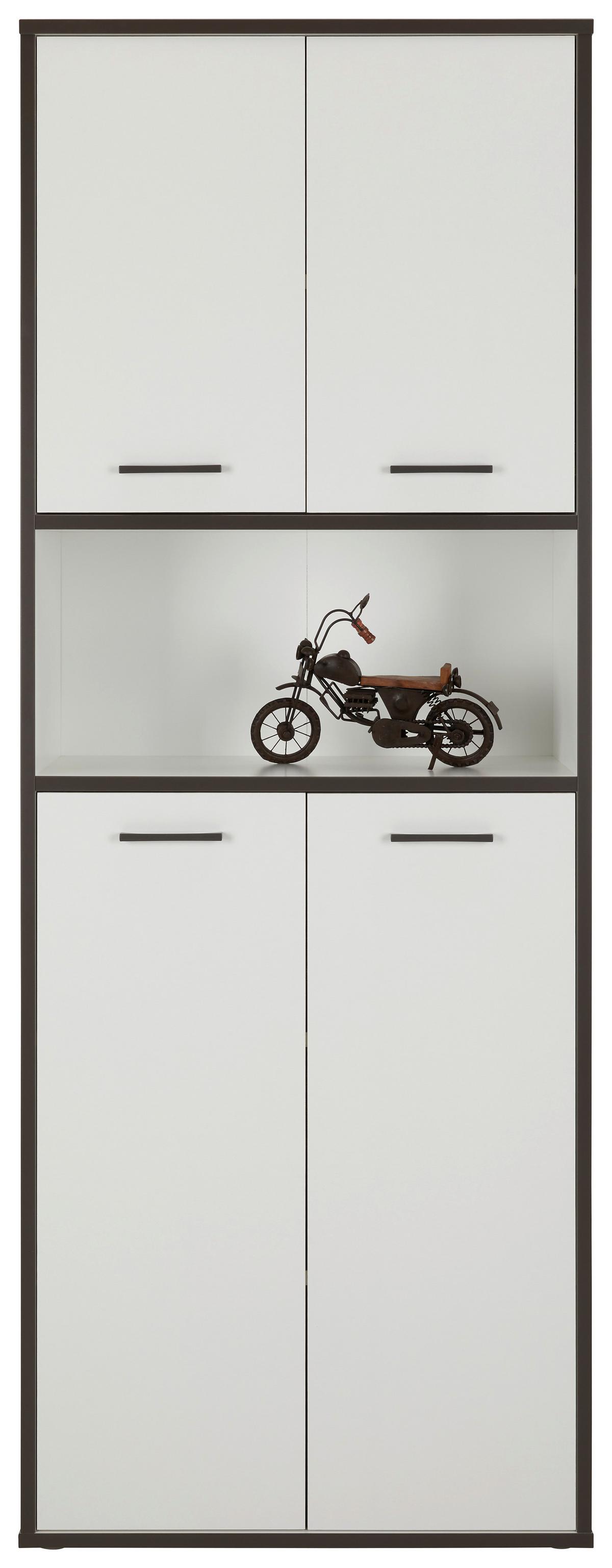 Etajeră combi KEFLAVIK -EXKLUSIV- - alb/gri, Modern, plastic/material pe bază de lemn (84,5/226,5/41,5cm) - Modern Living