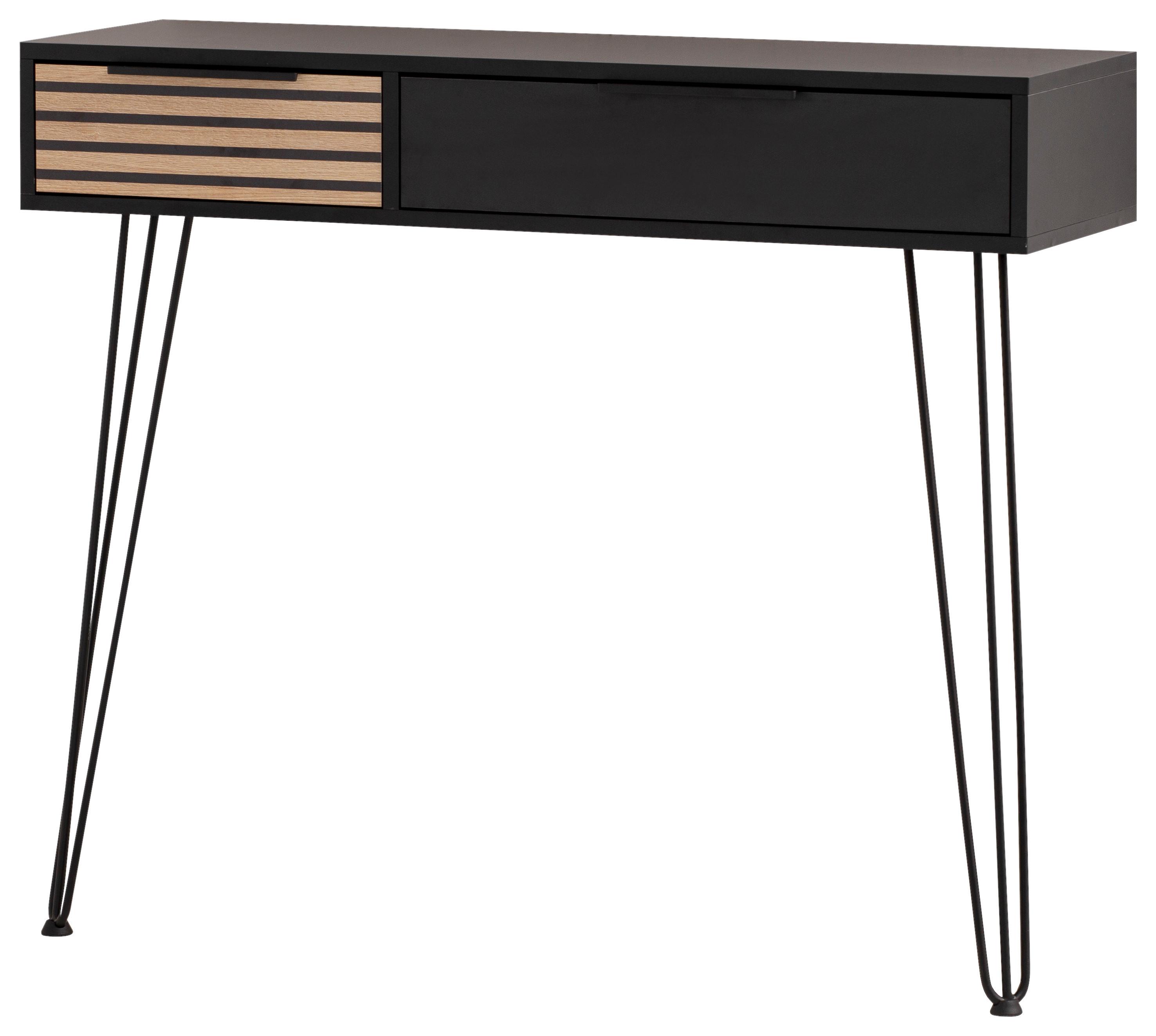 Konsolentisch Hank Eiche/Schwarz - Eichefarben/Schwarz, Design, Holzwerkstoff/Metall (103,7/87,85/32,05cm) - MID.YOU