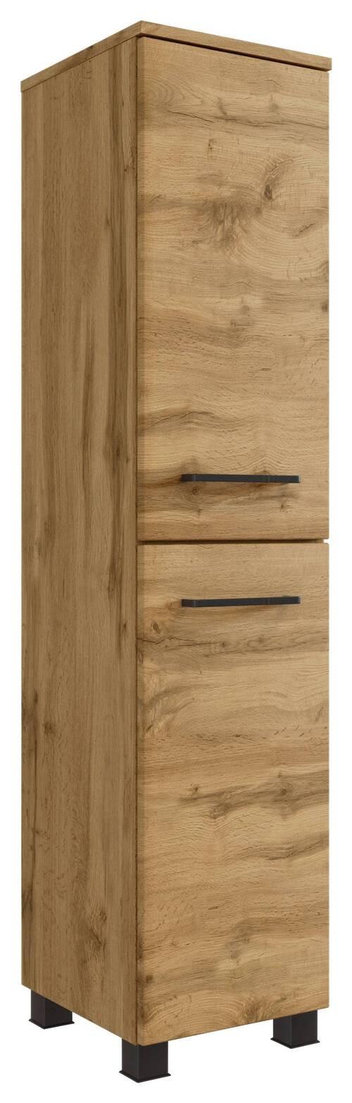 MIDISCHRANK MANCHESTER - Eichefarben/Schwarz, MODERN, Holzwerkstoff/Metall (30/130/35cm) - Held