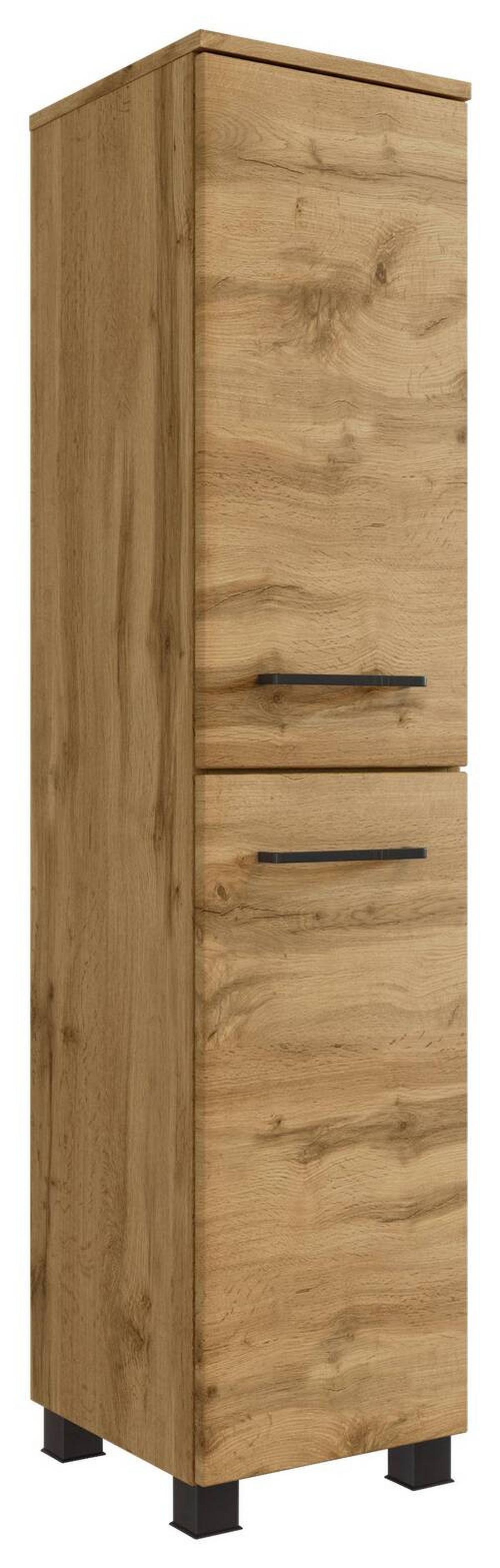 MIDISCHRANK MANCHESTER - Eichefarben/Schwarz, MODERN, Holzwerkstoff/Metall (30/130/35cm) - Held