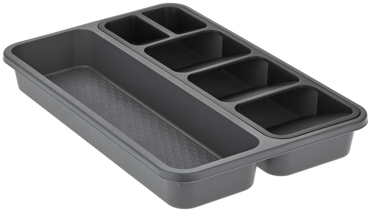 Besteckeinsatz Olivia-Cutlery in Anthrazit aus Kunststoff - Anthrazit, Modern, Kunststoff (40/26,5/5,2cm) - Premium Living