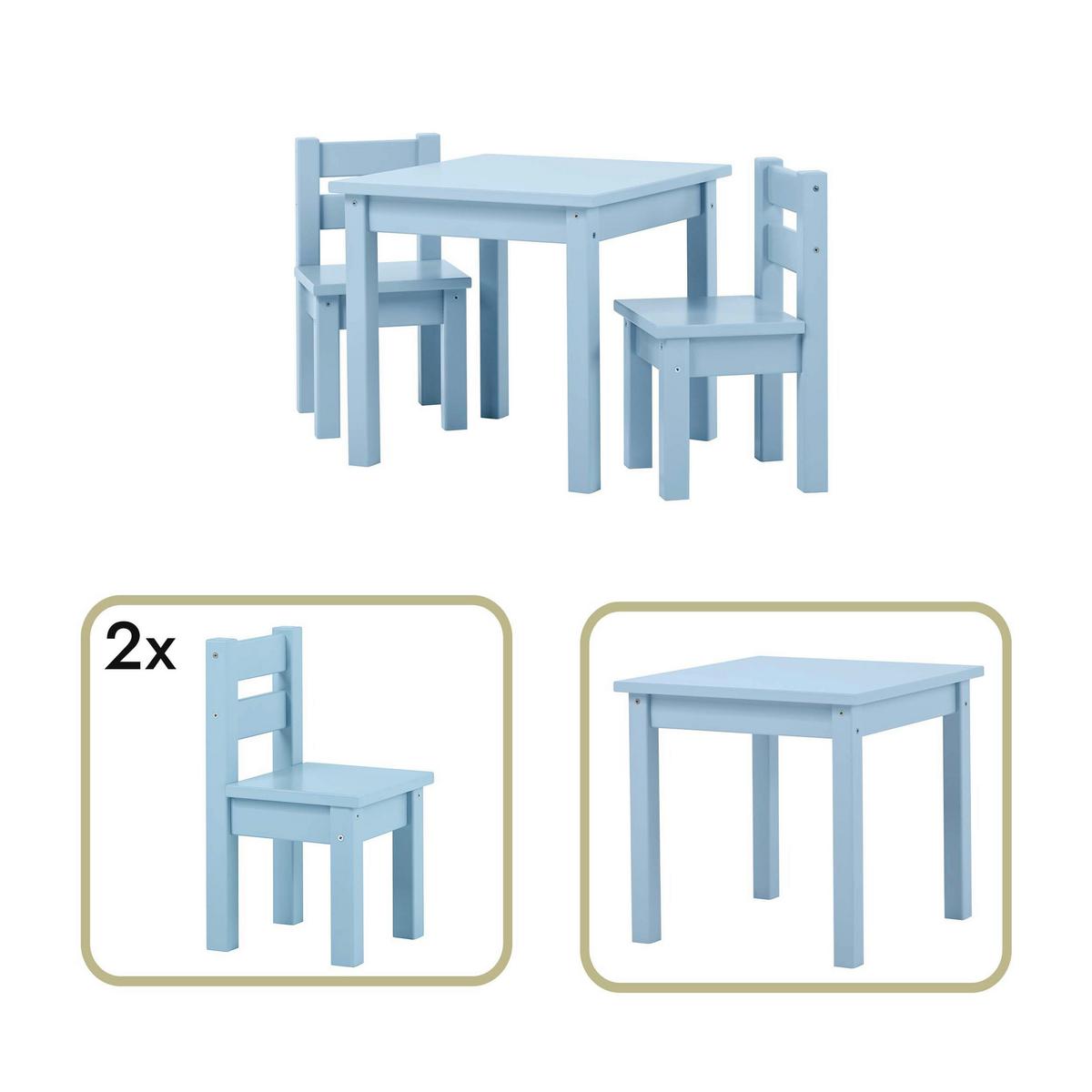 Kindersitzgruppe MADS Pastellblau Kiefer teilmassiv - Pastellblau, MODERN, Holz - MID.YOU