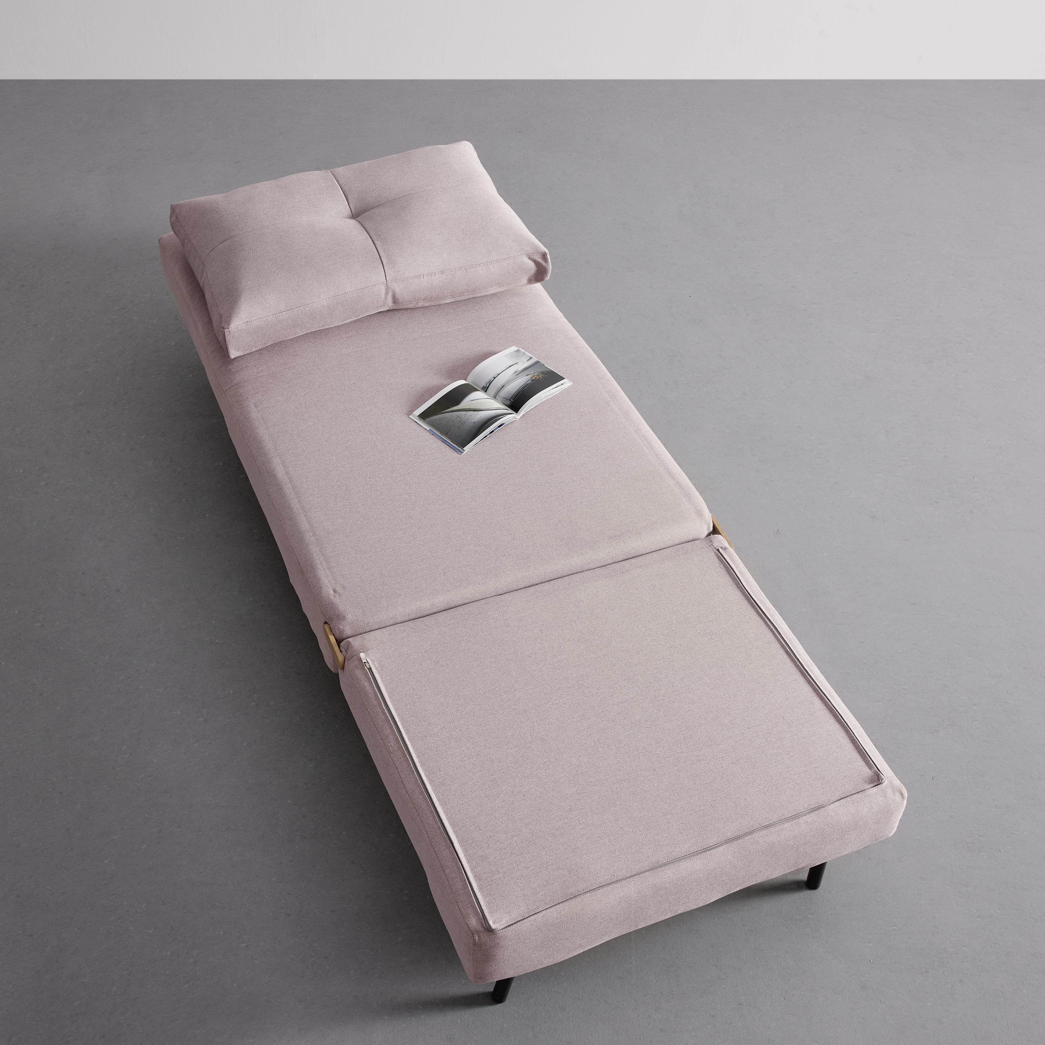 Schlafsessel Malic Rosa Webstoff - Eichefarben/Rosa, MODERN, Textil/Metall (80/84/90cm) - Bessagi Home