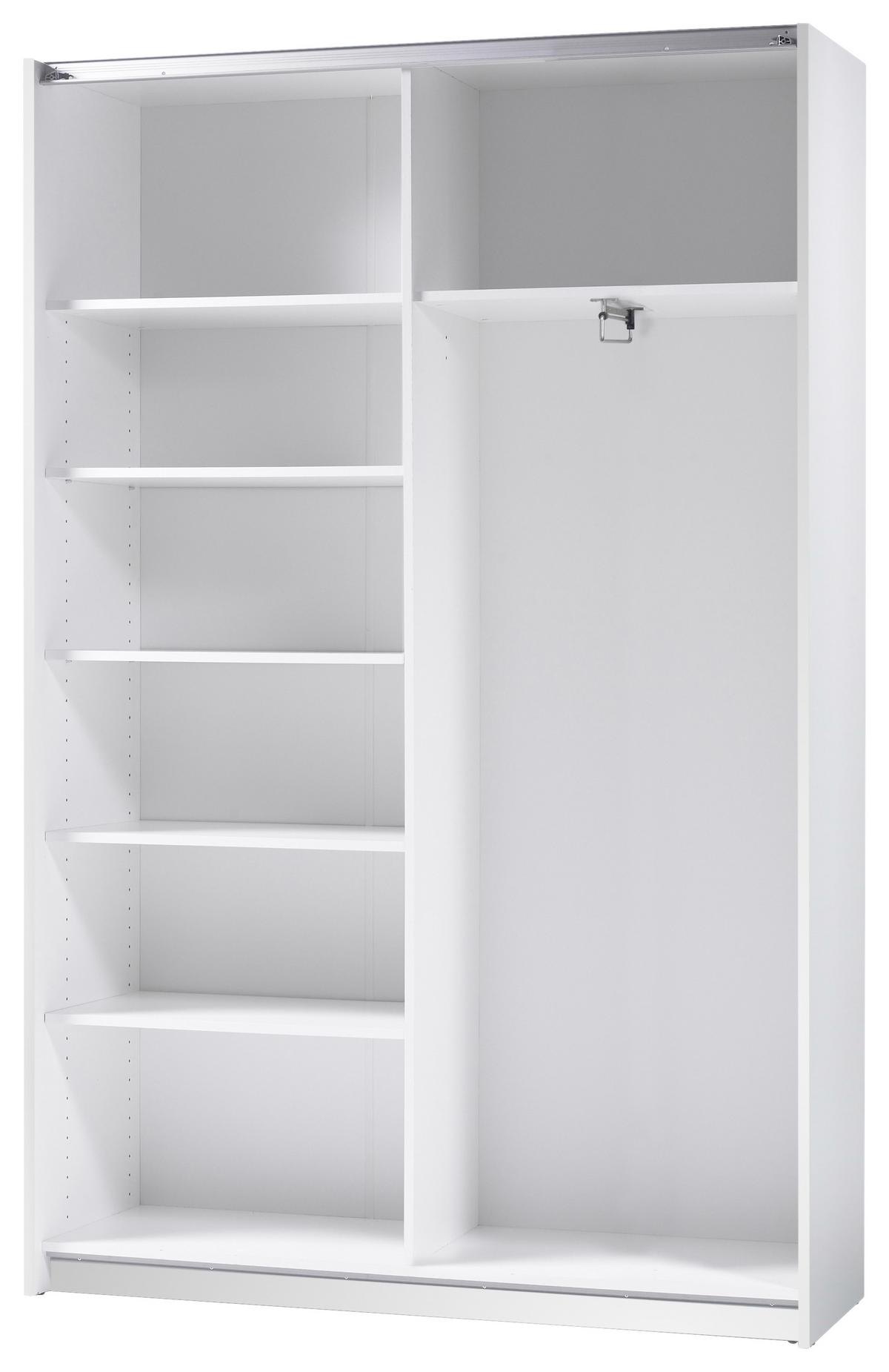 Ormar S Kliznim Vratima Slim - bijela/srebrne boje, Basics, staklo (125/195,5/38cm) - Modern Living