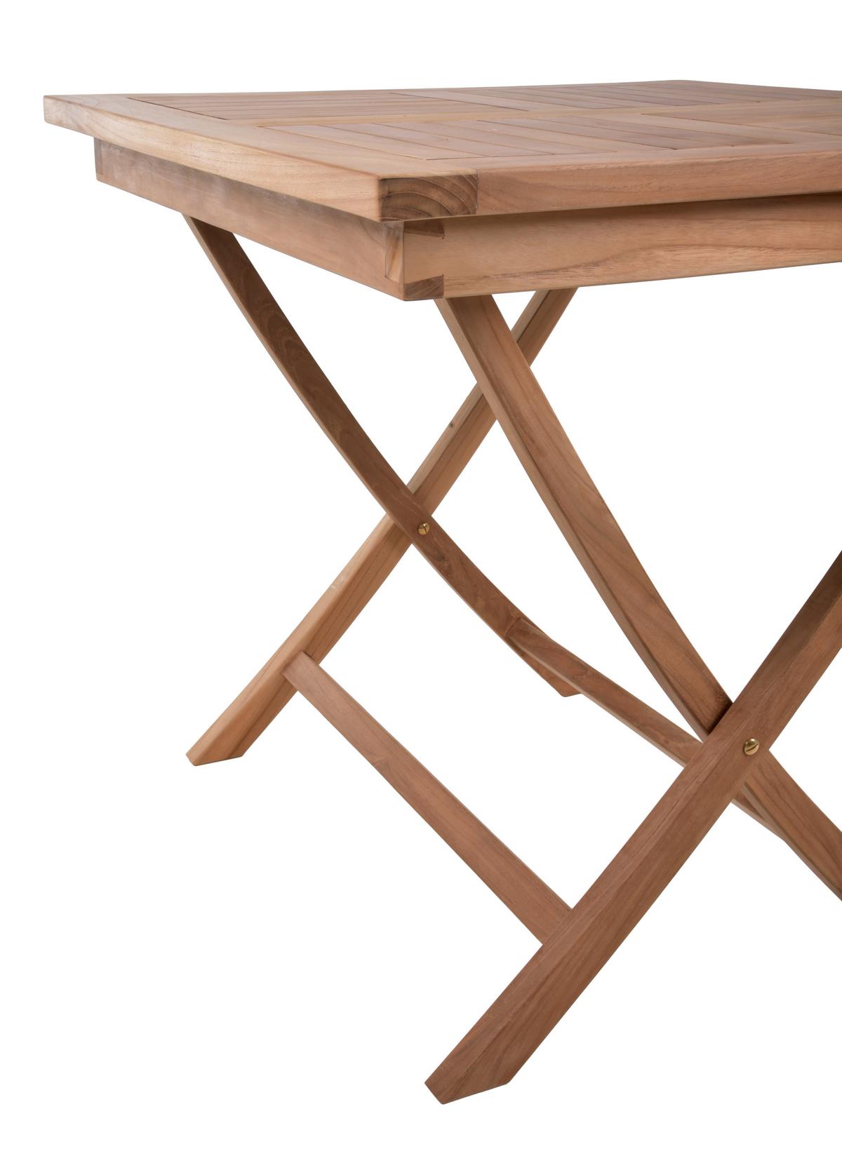 Gartenklapptisch Cidora Teak - Braun, Basics, Holz (80/80/75,5cm) - Gardenson