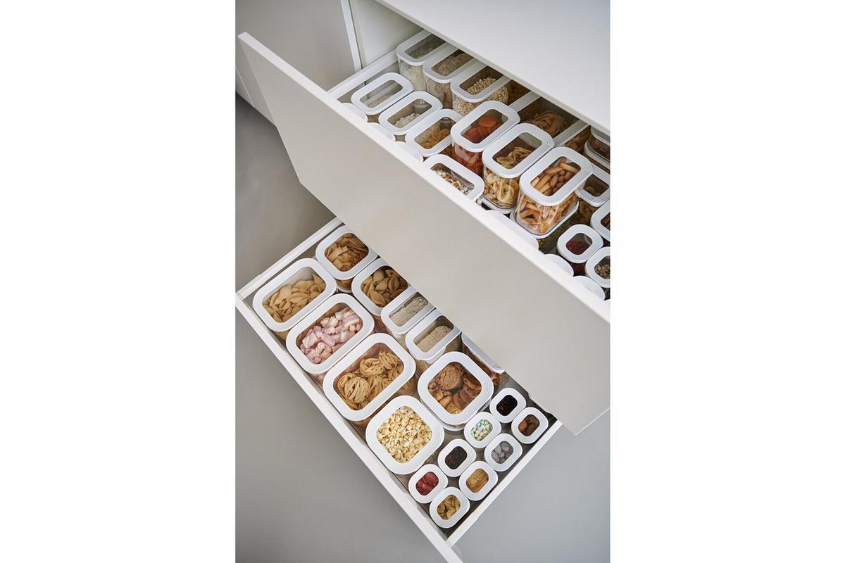 ZESTAW POJEMNIKÓW KUCHENNYCH 106994030600 - przejrzysty/biały, Basics, tworzywo sztuczne (14,7/27,5/23cm) - Mepal